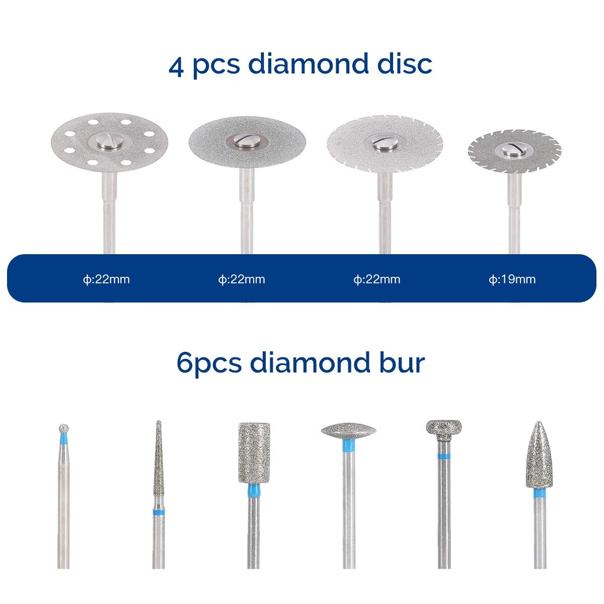 51pcs Dental Diamond Burs Discs Silicon Felt Wheel Polishing Brushs HP Polishers