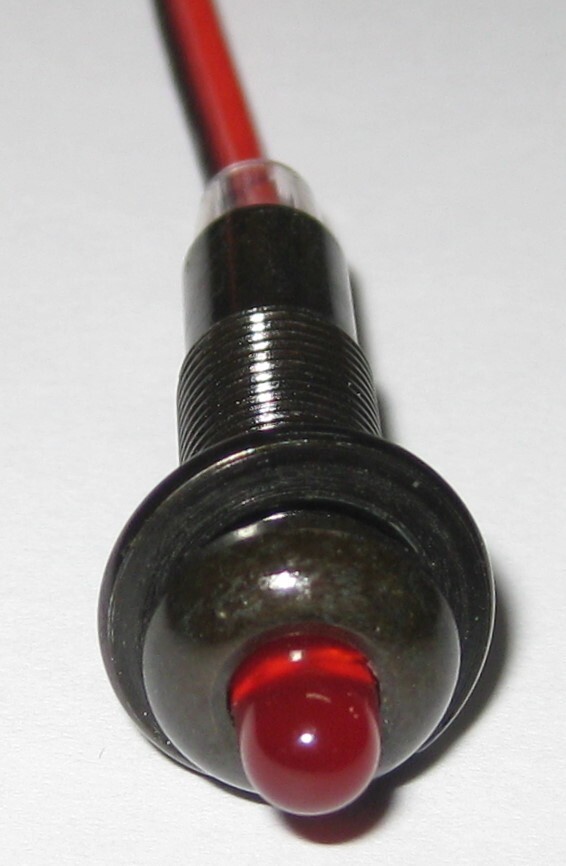 Panel Mount Flashing / Blinking Red LED w/ Black Bezel – 12V DC – 5/16” Mount