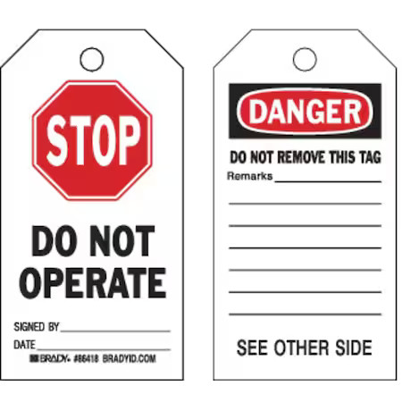 Brady 86702 Danger Tag, 7 X 4 In, Bk And R/Wht, Pk100