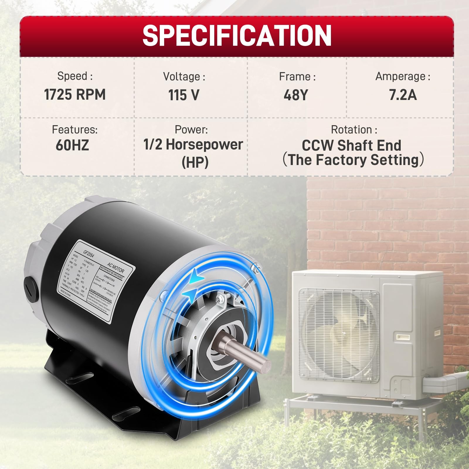 Blower Motor For AO Smith GF2054 Packard 45012 Emerson 8200 Universal 811 Dayton