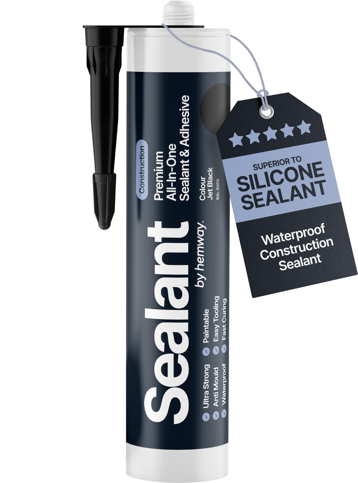 Jet Black Construction Sealant & Adhesive All-in-One Hybrid 1 Pack,