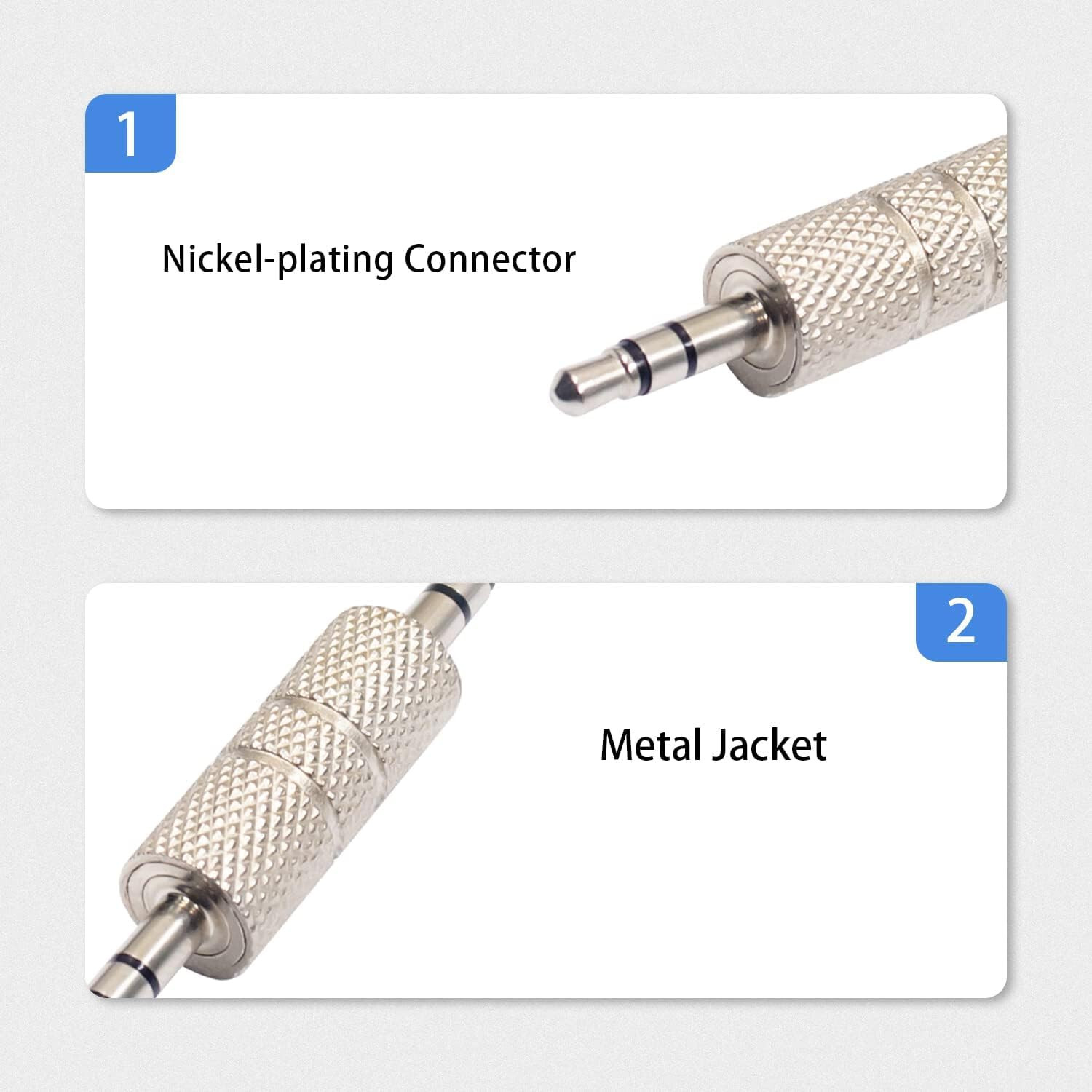Metal Silver 3.5mm Male to Male Stereo Audio Adapter Earphone Audio Headphone