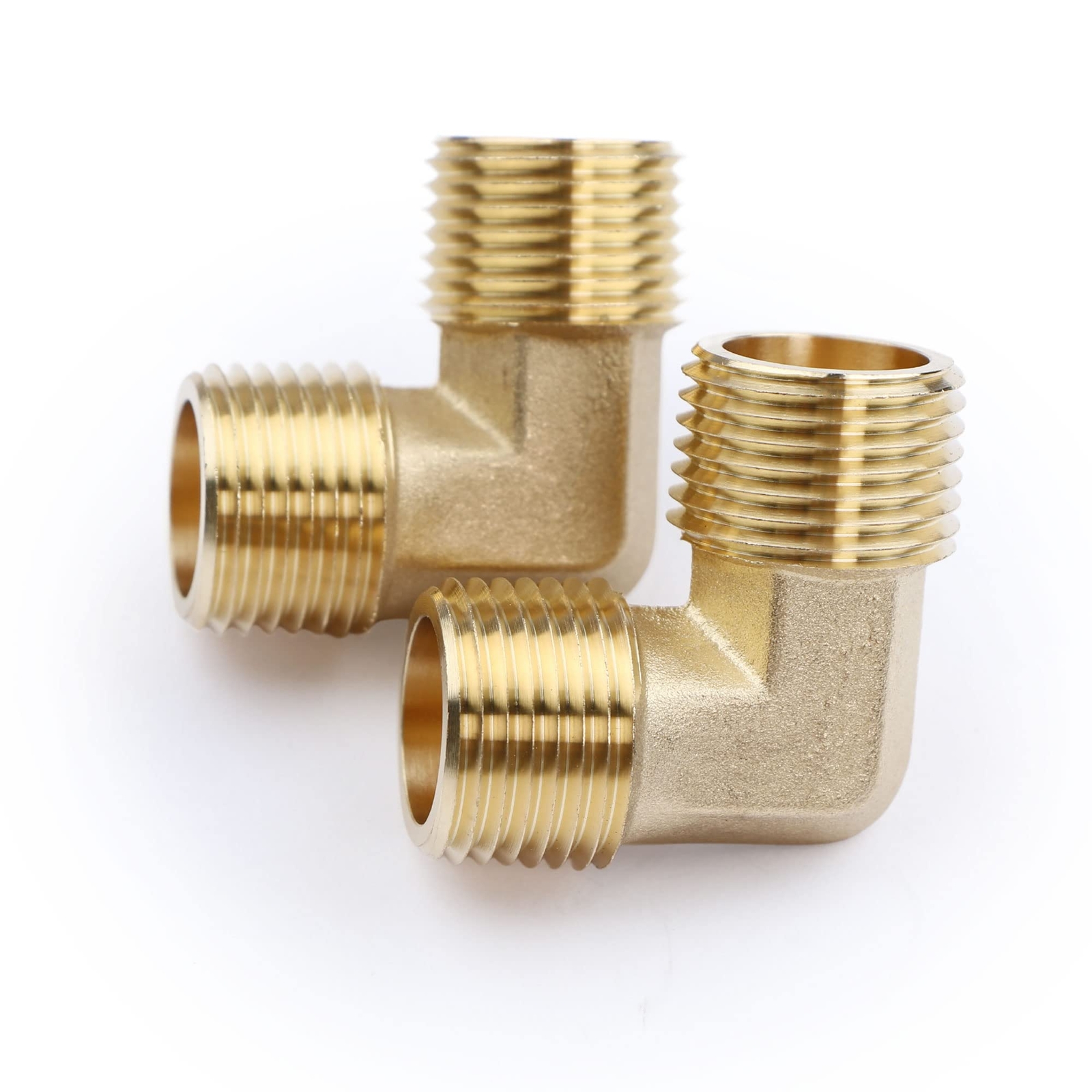 U.S. Solid 90 Degree Elbow Brass Fitting NPT 1/2″ Male x 1/2″ Male, 2pcs
