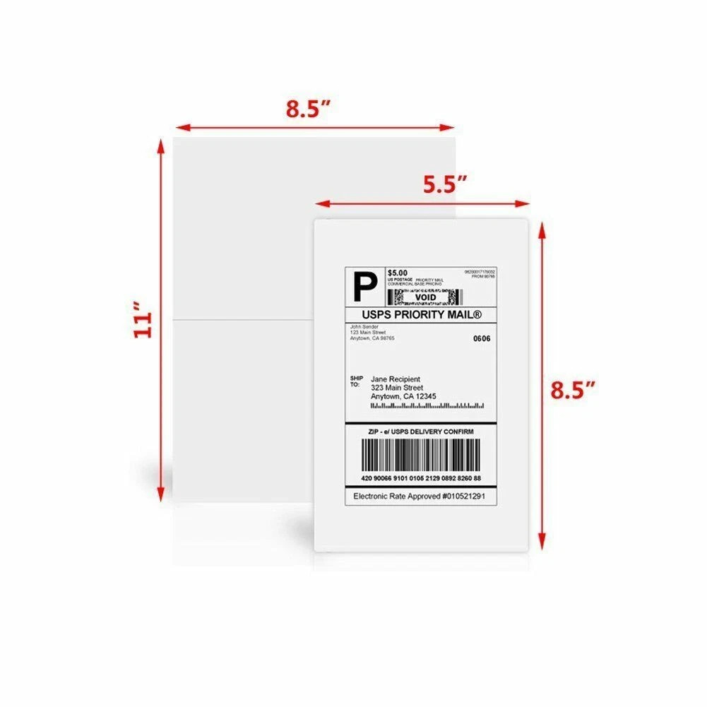 50 8.5×5.5 Shipping Address Labels Half Sheet Self Adhesive for Laser ink