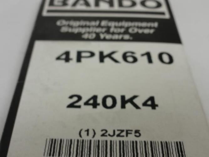 197061 New In Box; Bando 4PK610 Serpentine Belt 240K4; 4-ribs 24.0″L; 2JZF5