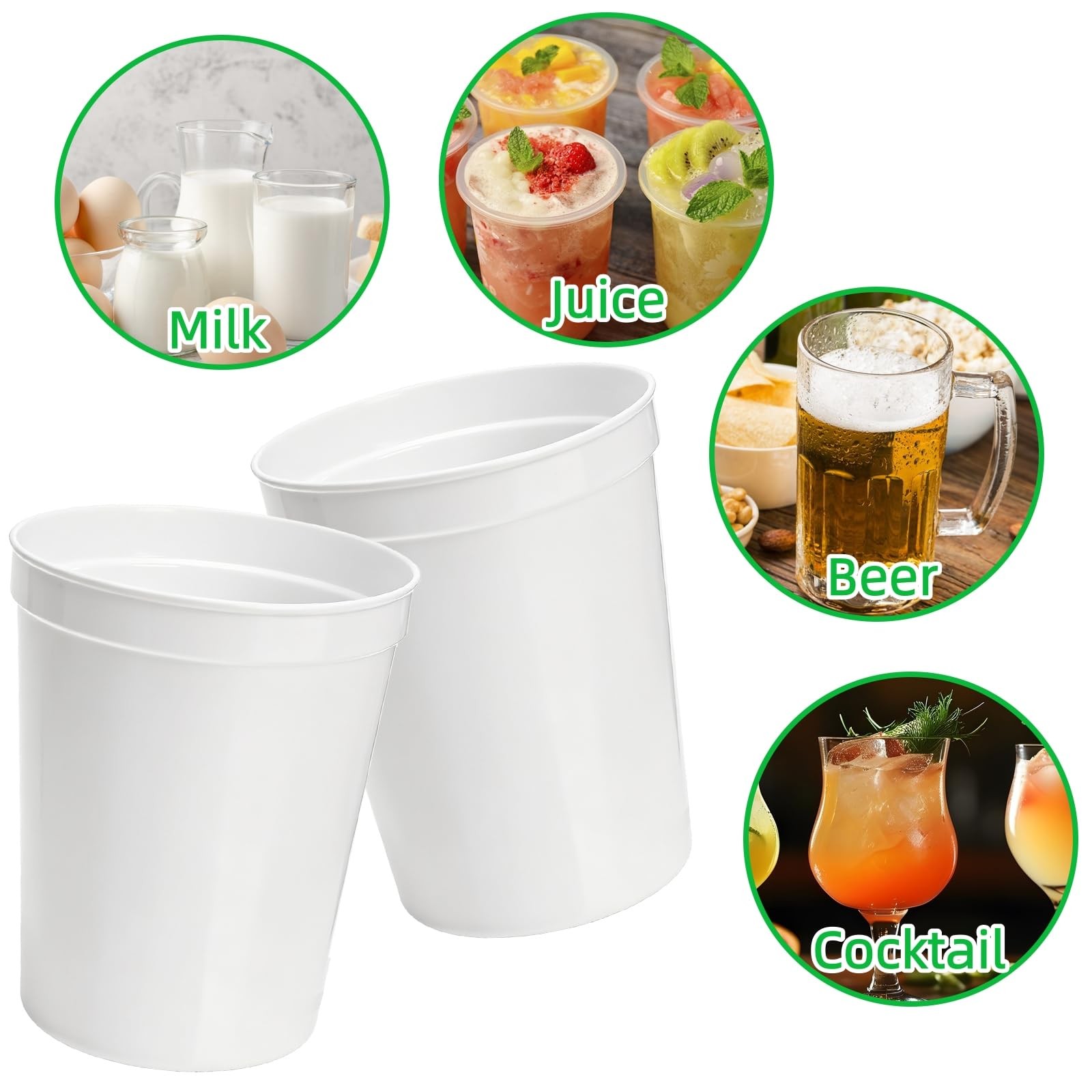 White Stadium Cups 50 Pack 16 Oz Reusable BPA Free Plastic for Party – DIY