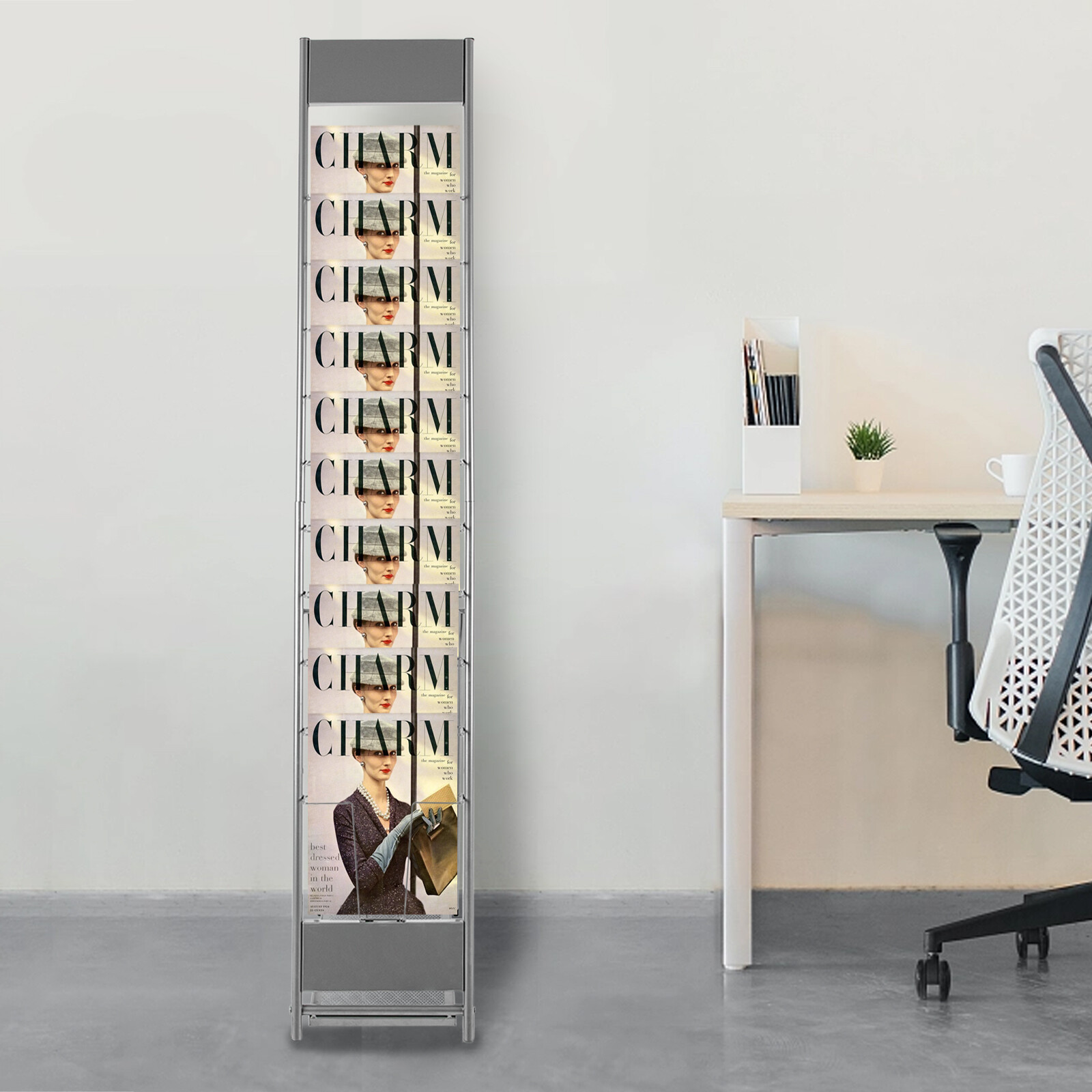 10Tier Floor Standing Literature Rack Brochure Magazine Display Holder Stand