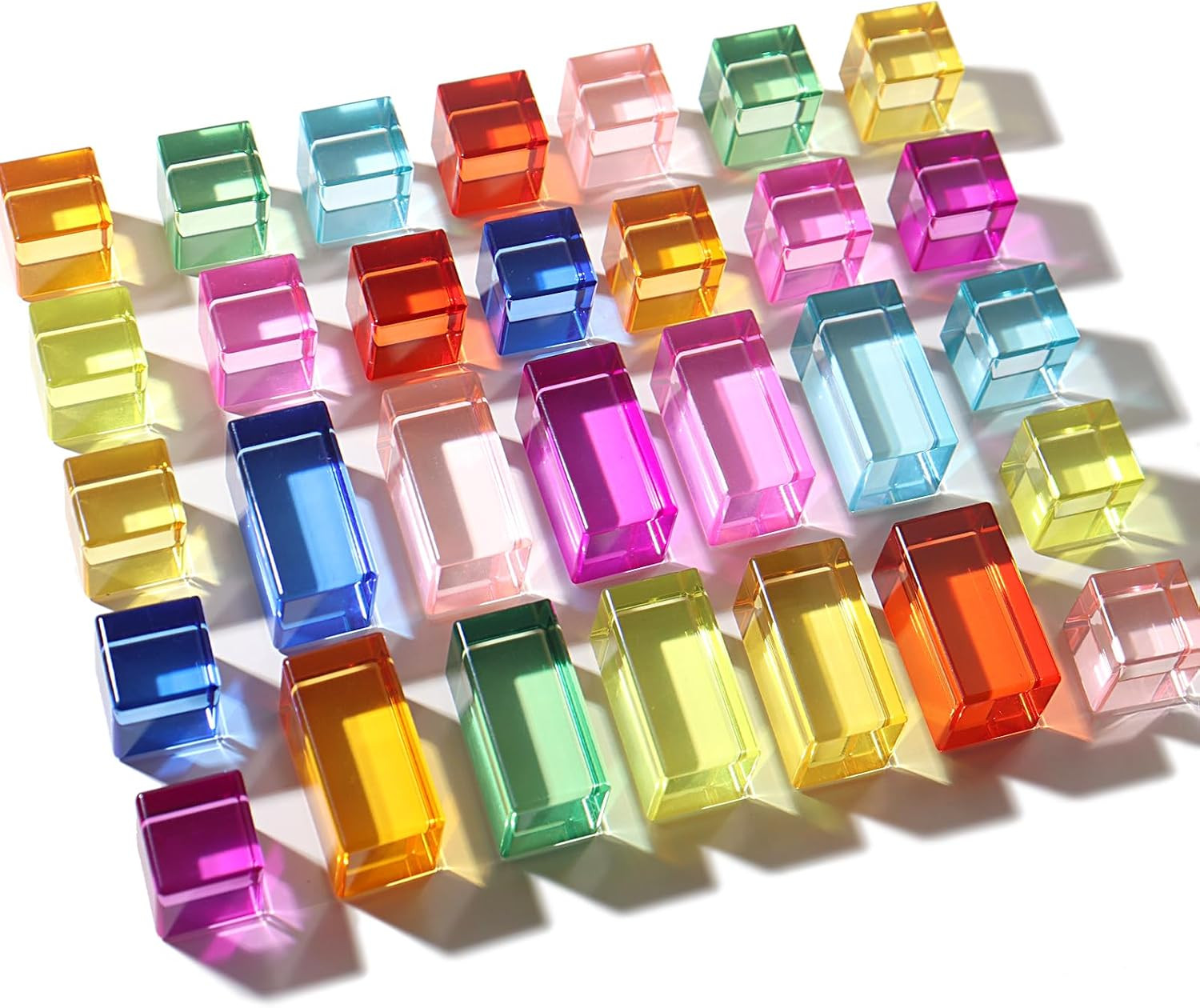 30 Pcs Mixed Acrylic Blocks Set – 10 Long (2.5X2.5X5Cm) + 20 Cube (2.5X2.5X2.5Cm