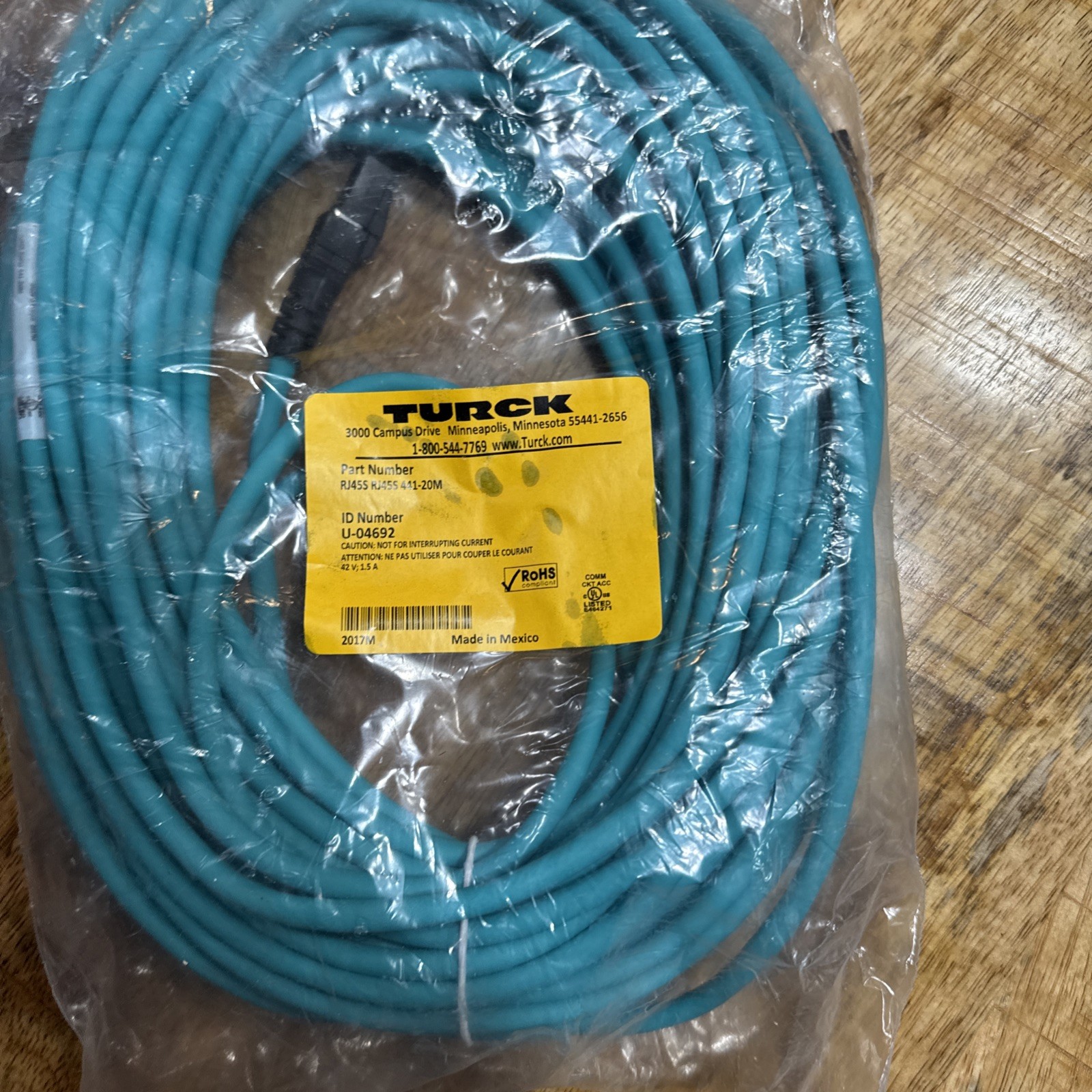Turck RJ45S RJ45S 441-20M Ethernet Patch cable 20 Meters. NEW IN PACKAGE