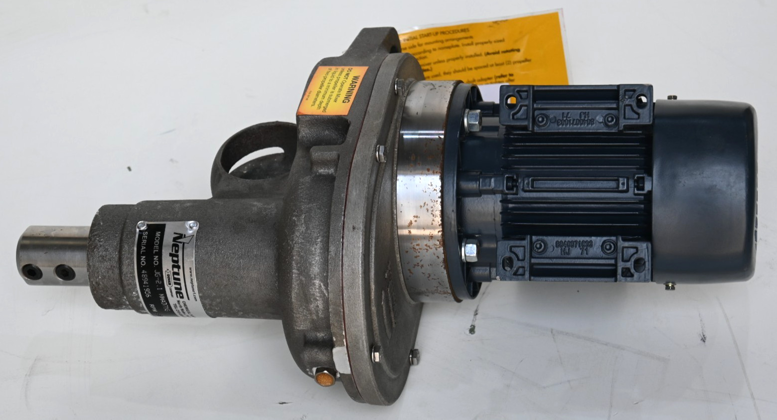 DOVER NEPTUNE JG-2.1 MMAD71G PORTABLE GEAR DRIVE TANK MIXER 290 RPM
