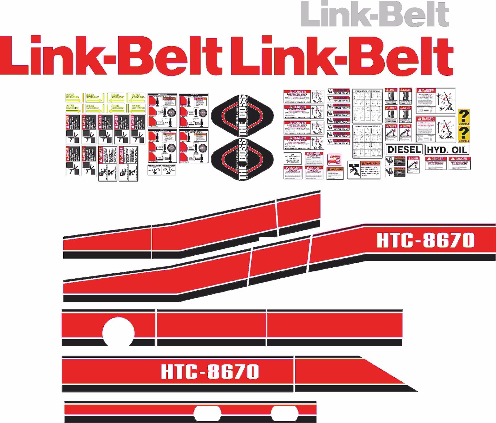 LinkBelt HTC-8670 Aftermarket Decal Kit – very high quality aftermarket decals