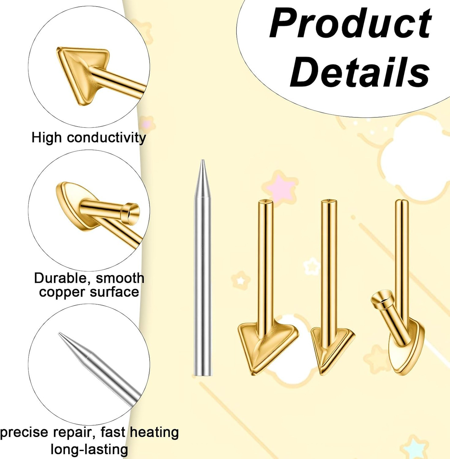 4PCS Copper Plastic Welding Tips Plastic Welder Tips Soldering Iron Tip
