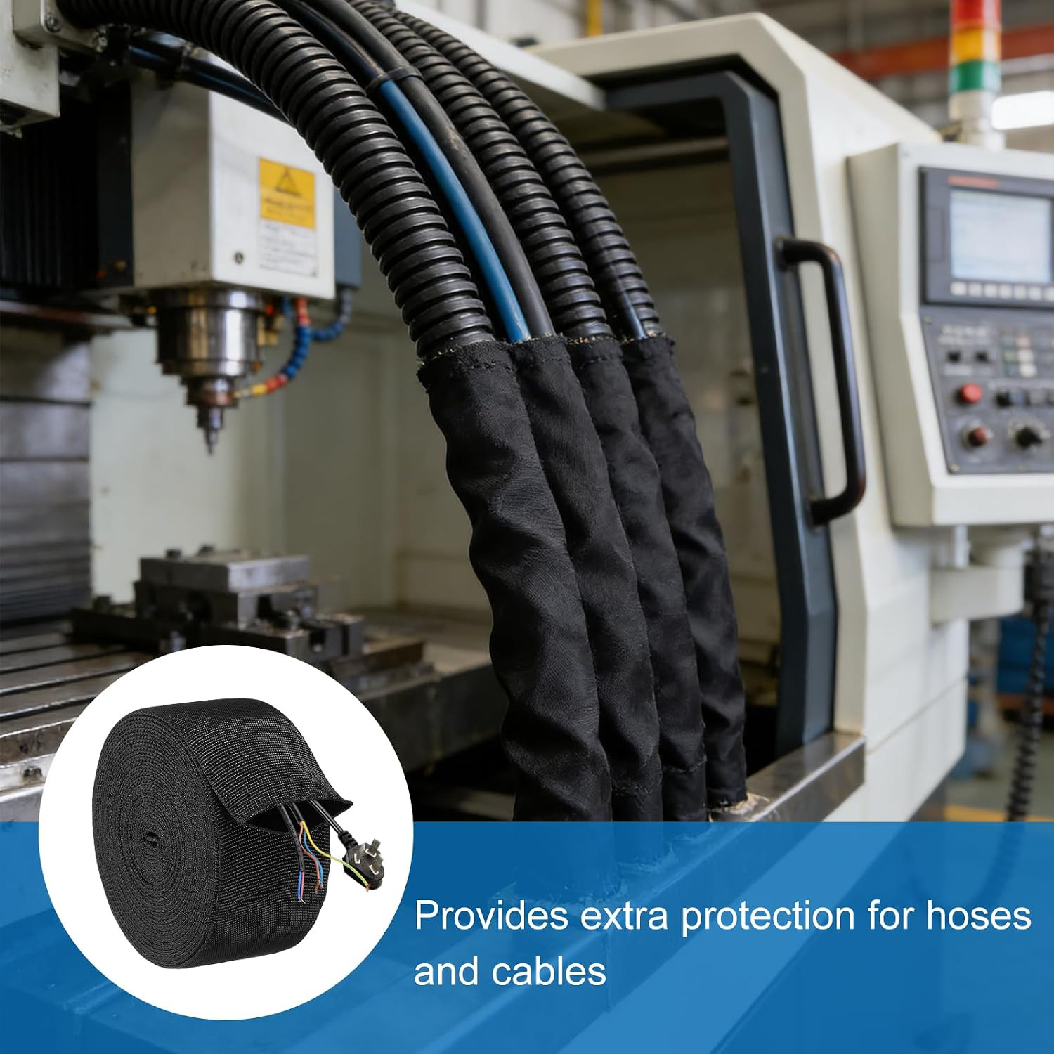 Nylon Protective Hose Sleeve 2″ ID 26FT Cable Cover Sheath Hydraulic Hose Protec