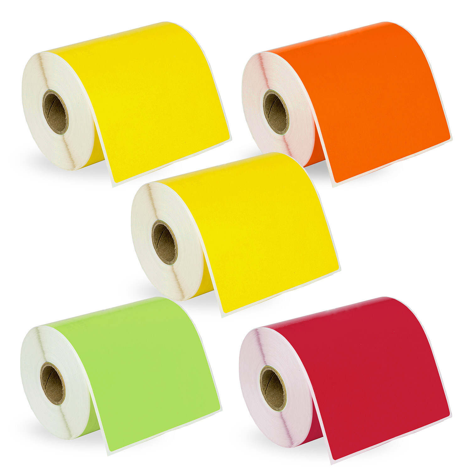 DYMO 1744907 COLOR 4XL 4×6 – 5 Rolls – 2 each: YELLOW ; 1 each ORANGE GREEN RED