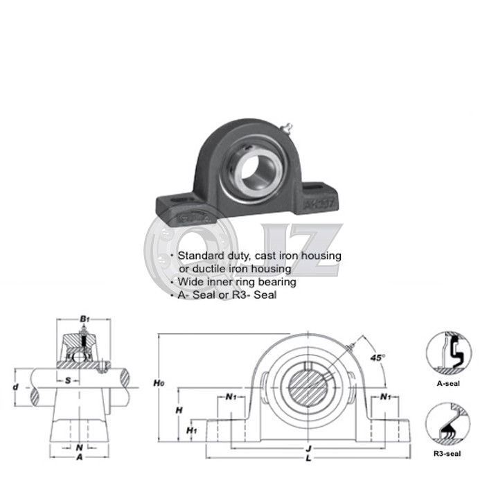 1.875 in Pillow Blocks Cast Iron UCAK210-30 Mounted Bearing UC210-30+AK210