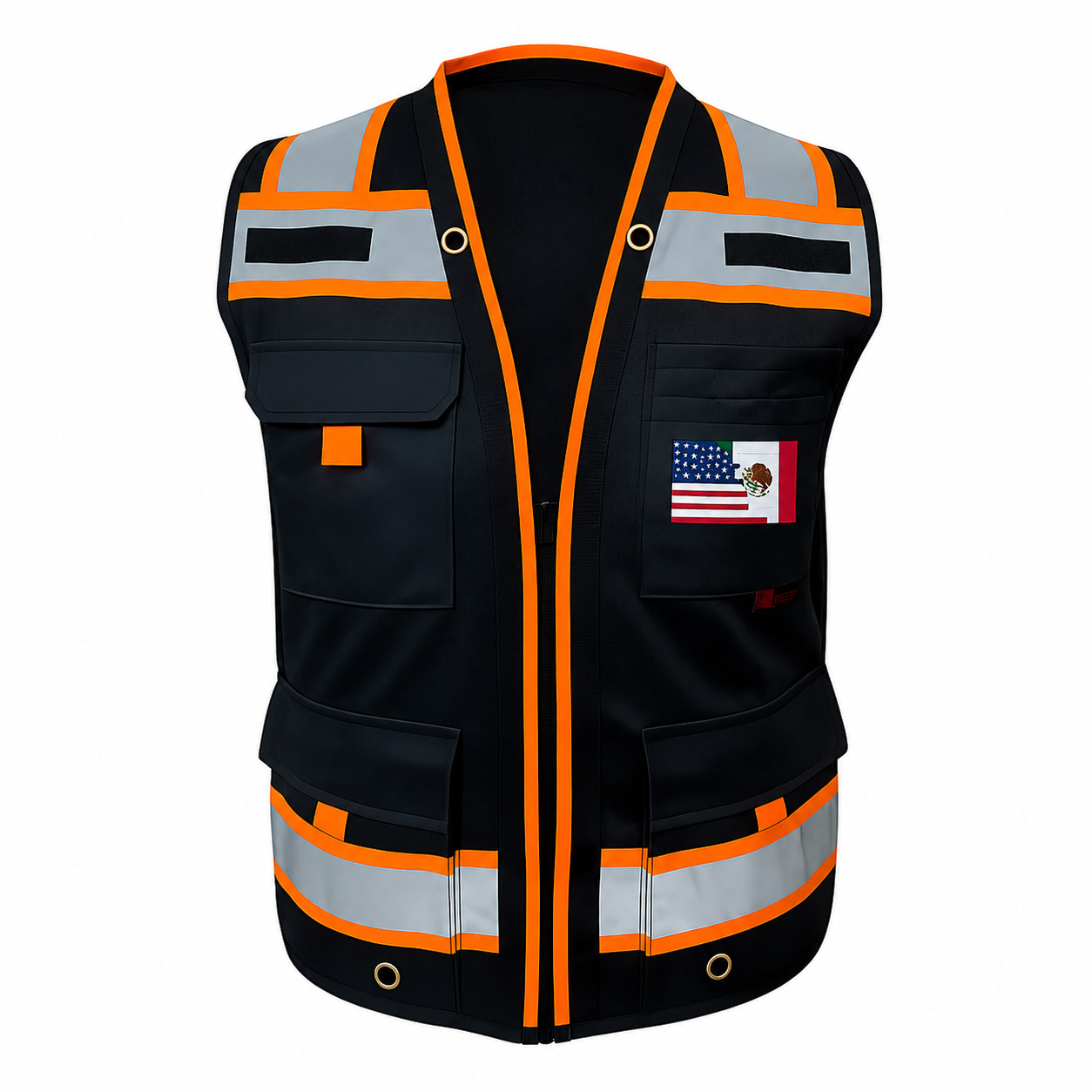 USA FLAG HIGH VISIBILITY Surveyor Two Tones Safety Vest Mesh front & back