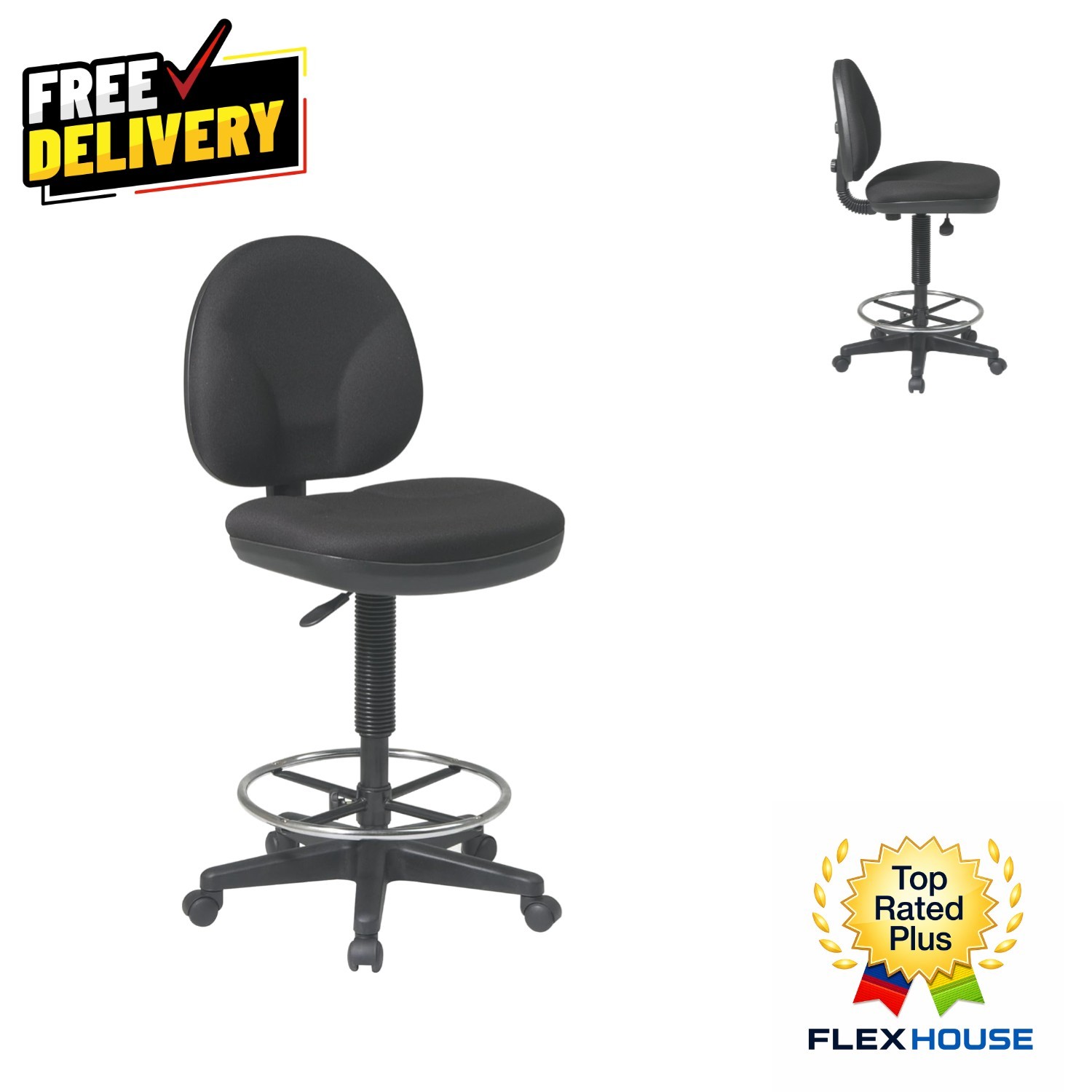 Ergonomic Office Star Drafting Chair with Lumbar Support & Adjustable Foot Ring