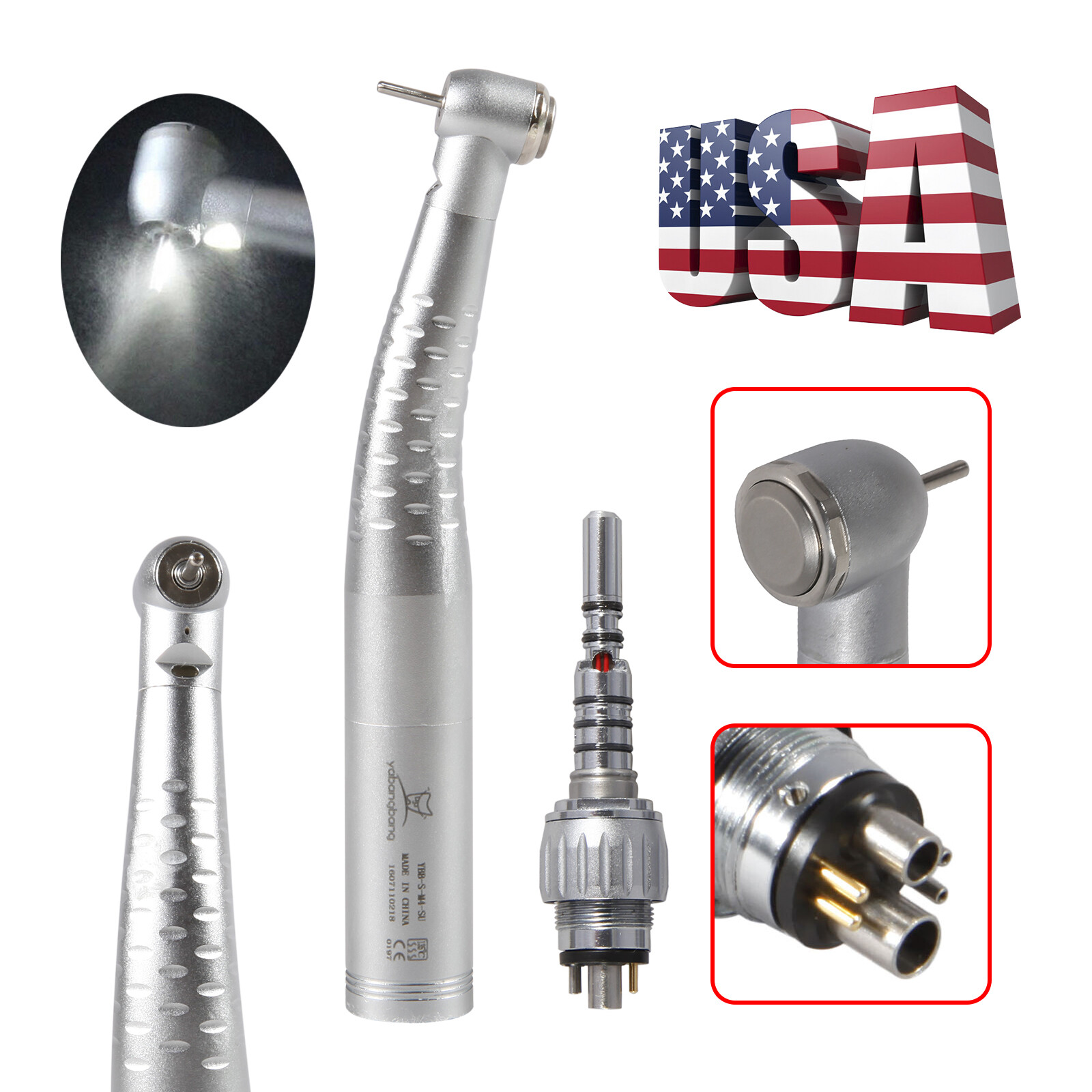 Dental LED Fiber Optic High speed Handpiece Fit KaVo 6H Quick Coupler connector