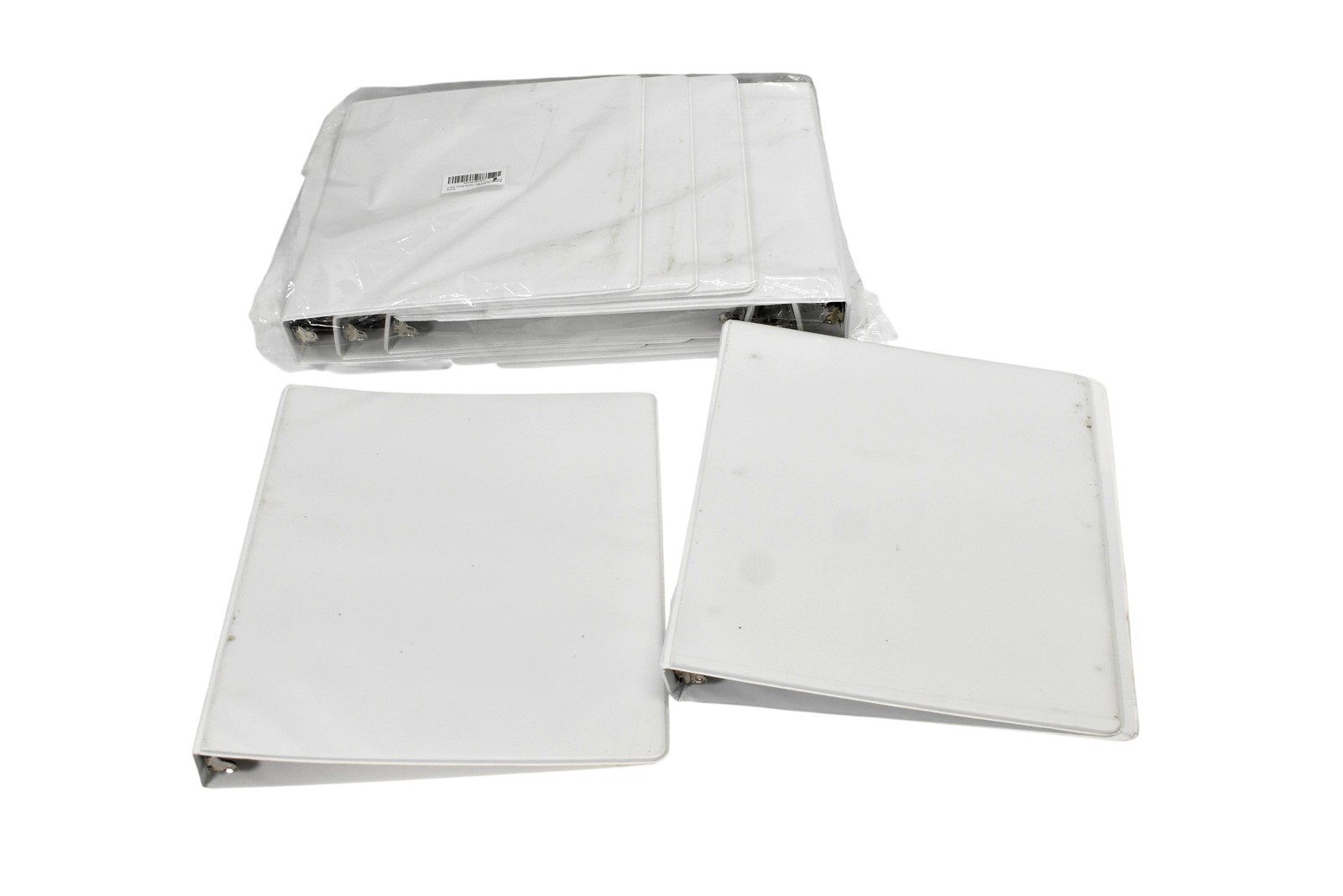 Lot Of 8 White 1″ 3-Ring Daily Use Binder Clear Overlay Vinyl Office Supplies