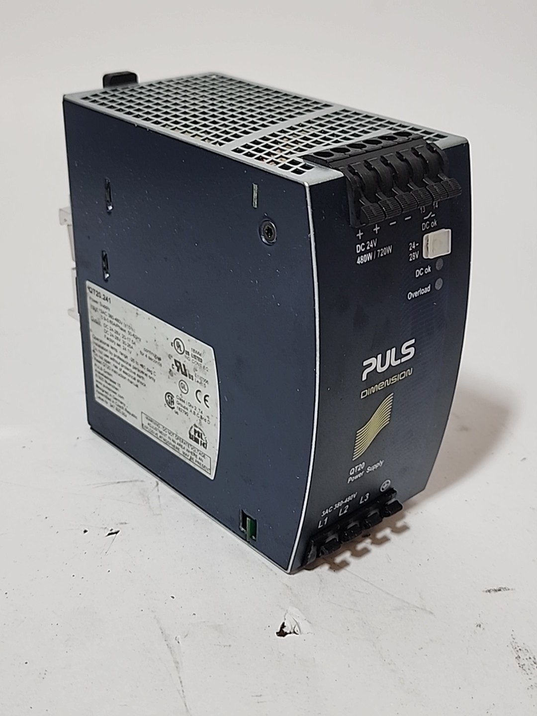 PULS QT20.241 Dimension 3-Phase Power Supply 24V 20A 480W DIN Rail Mount