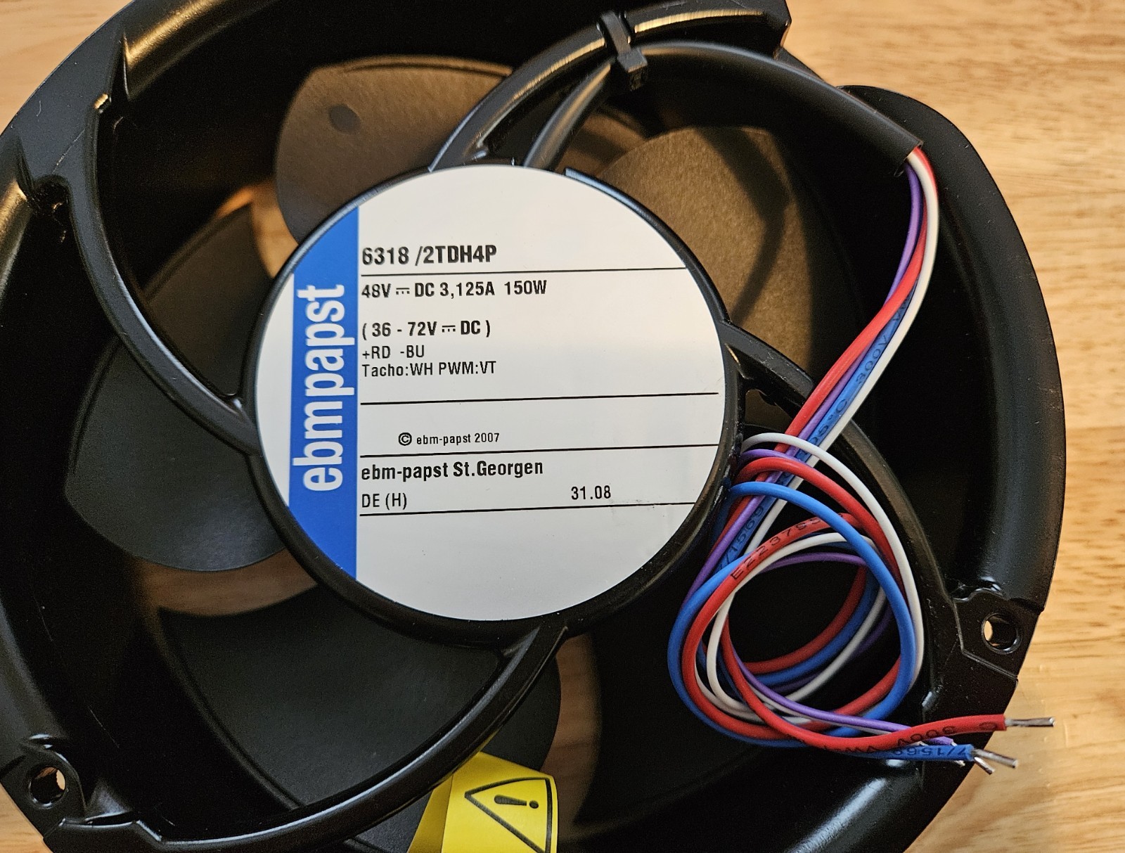 EBM-papst 6318/2TDH4P 48V 150W DC Fan, 172x51mm, Round, Aluminum Made in Germany
