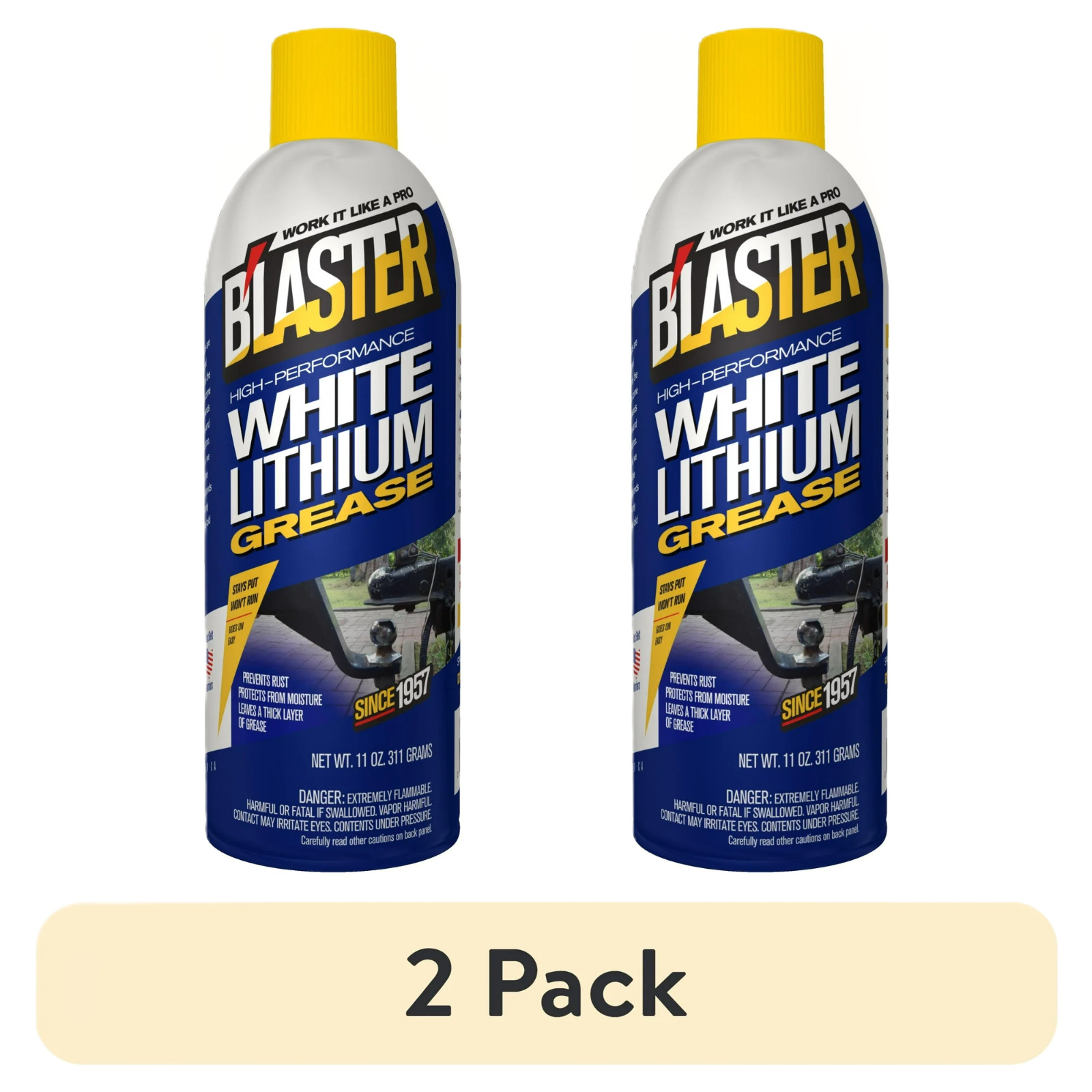 (2 pack) B’laster 16-LG White Lithium Grease, Oil Lubricant, 11 oz