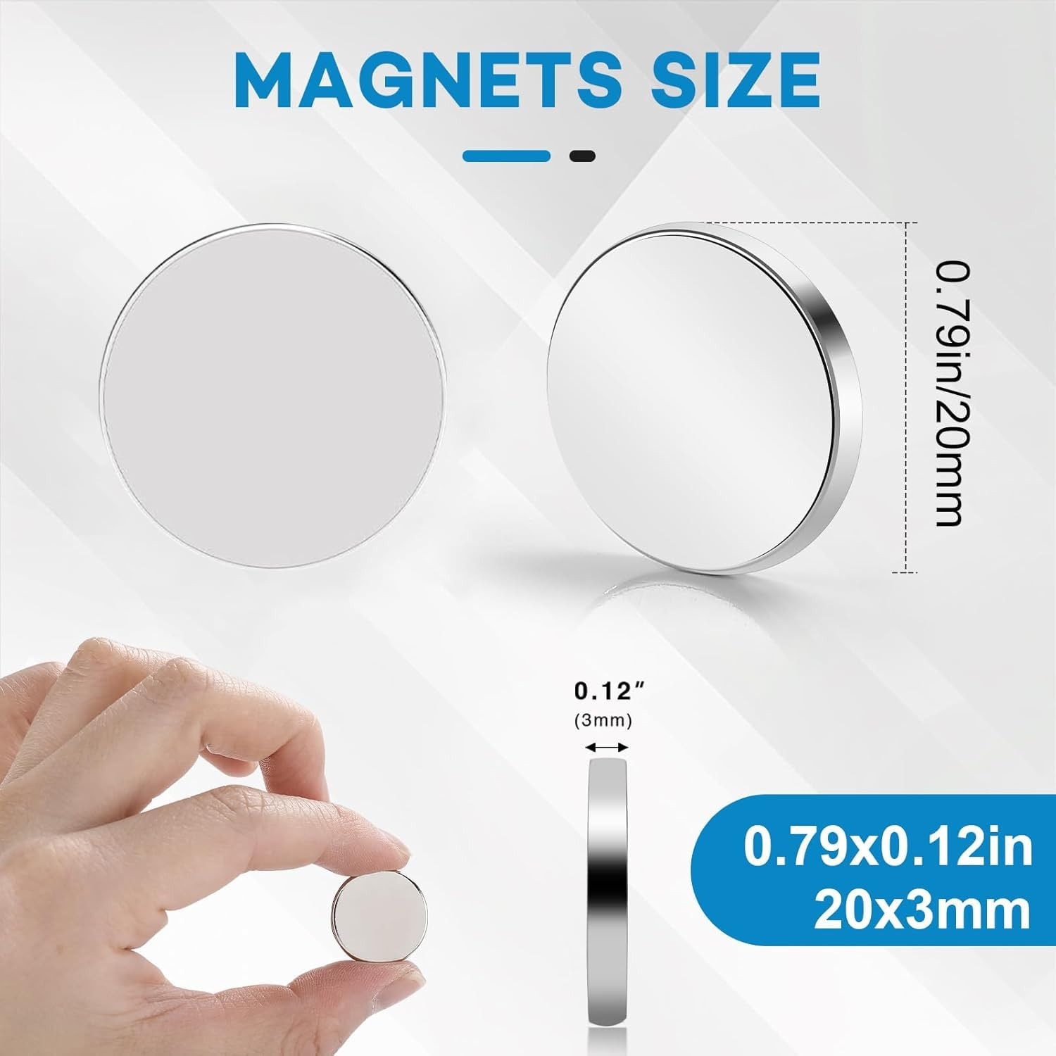 50 Pcs Small Magnets, 20X3Mm Rare Earth Magnet Neodymium Disc Magnets for Crafts