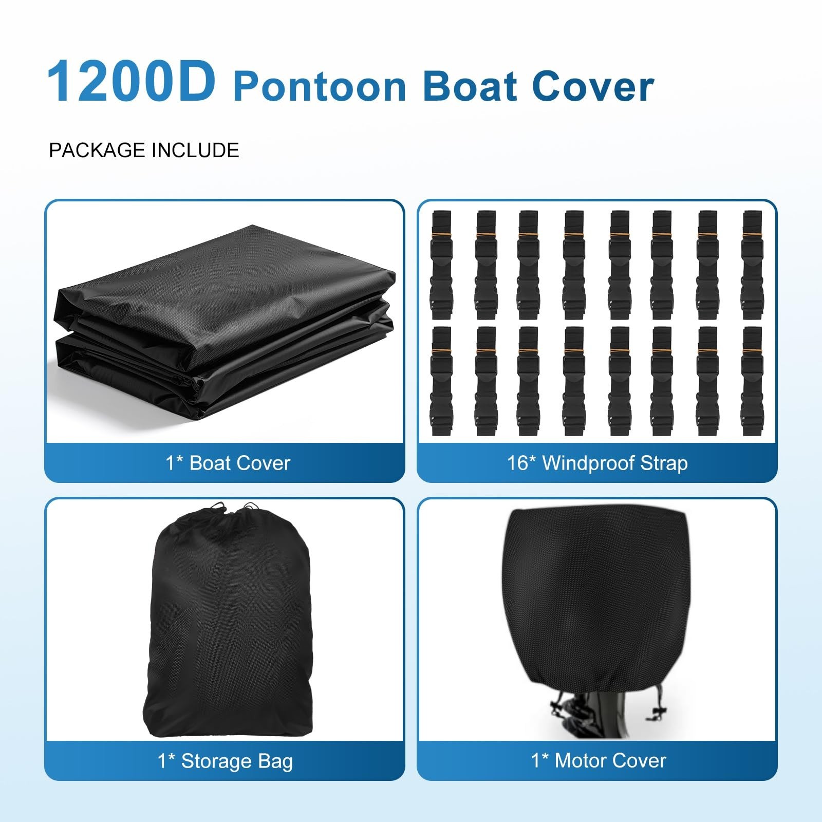 Pontoon Boat Cover 25-28ft, 1200D PU Heavy Duty Marine Grade Pontoon Cover wi…