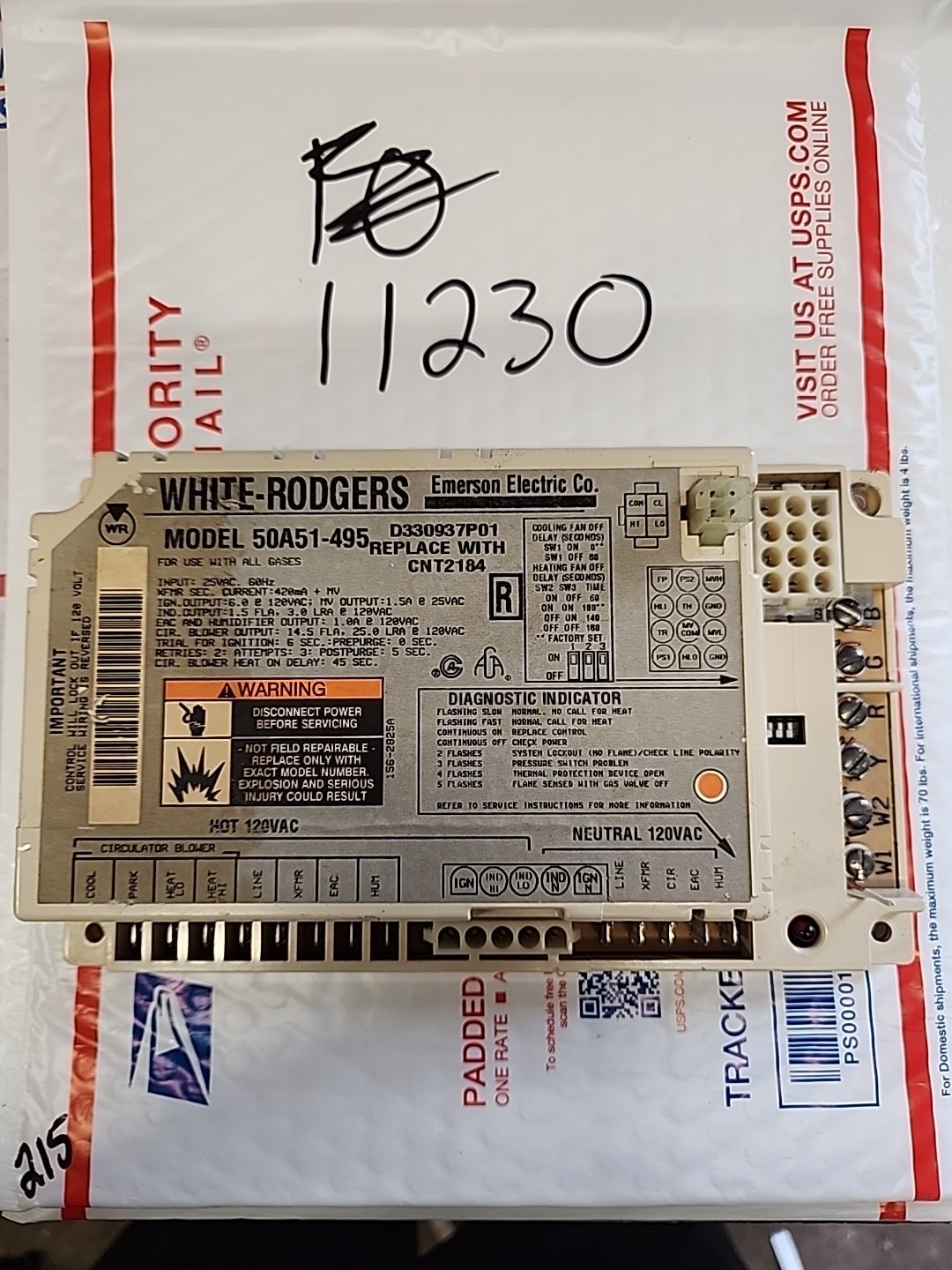 White Rodgers 50A51-495 Ignition Control Circuit Board D330937P01 CNT2184 #37