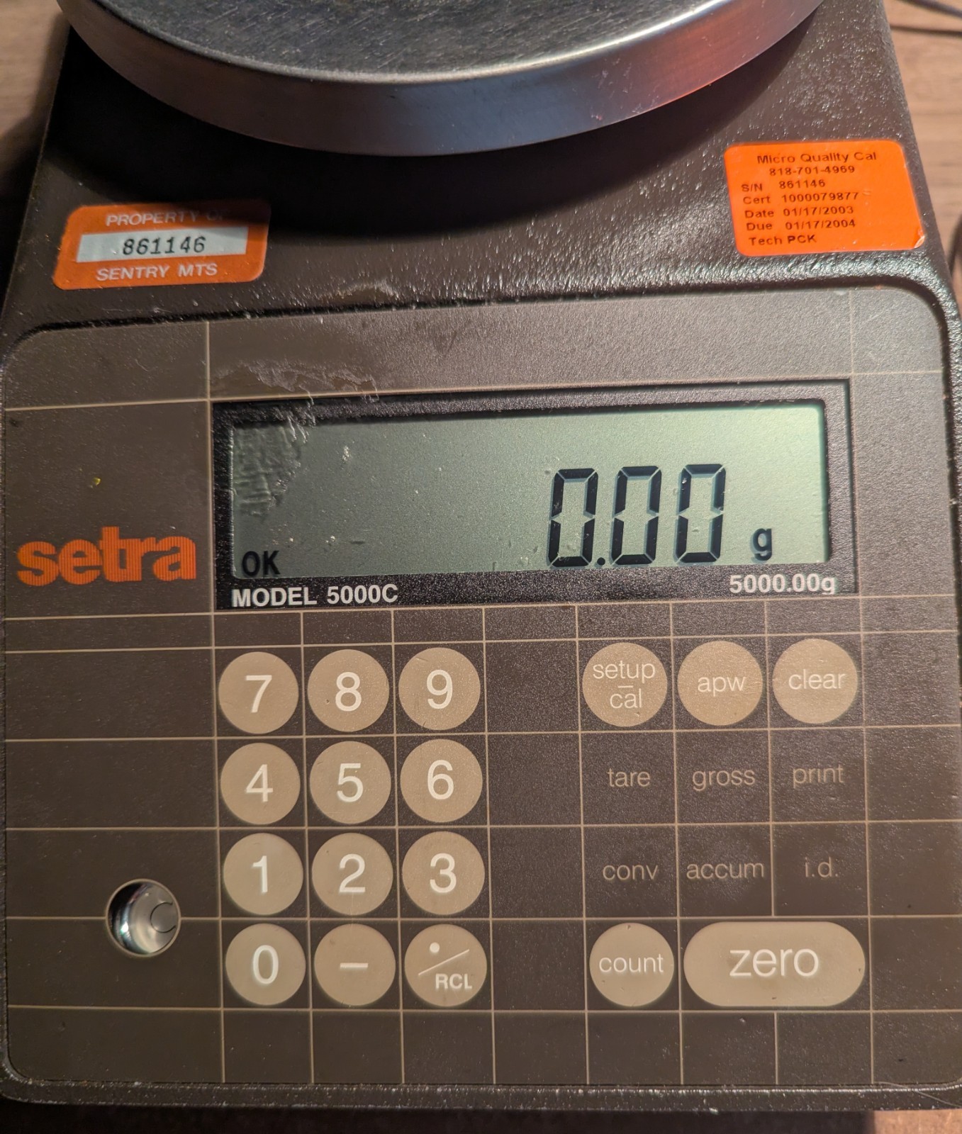 Setra 5000C Top Loading Balance 5000g Digital Lab Scale w/ AC Adapter