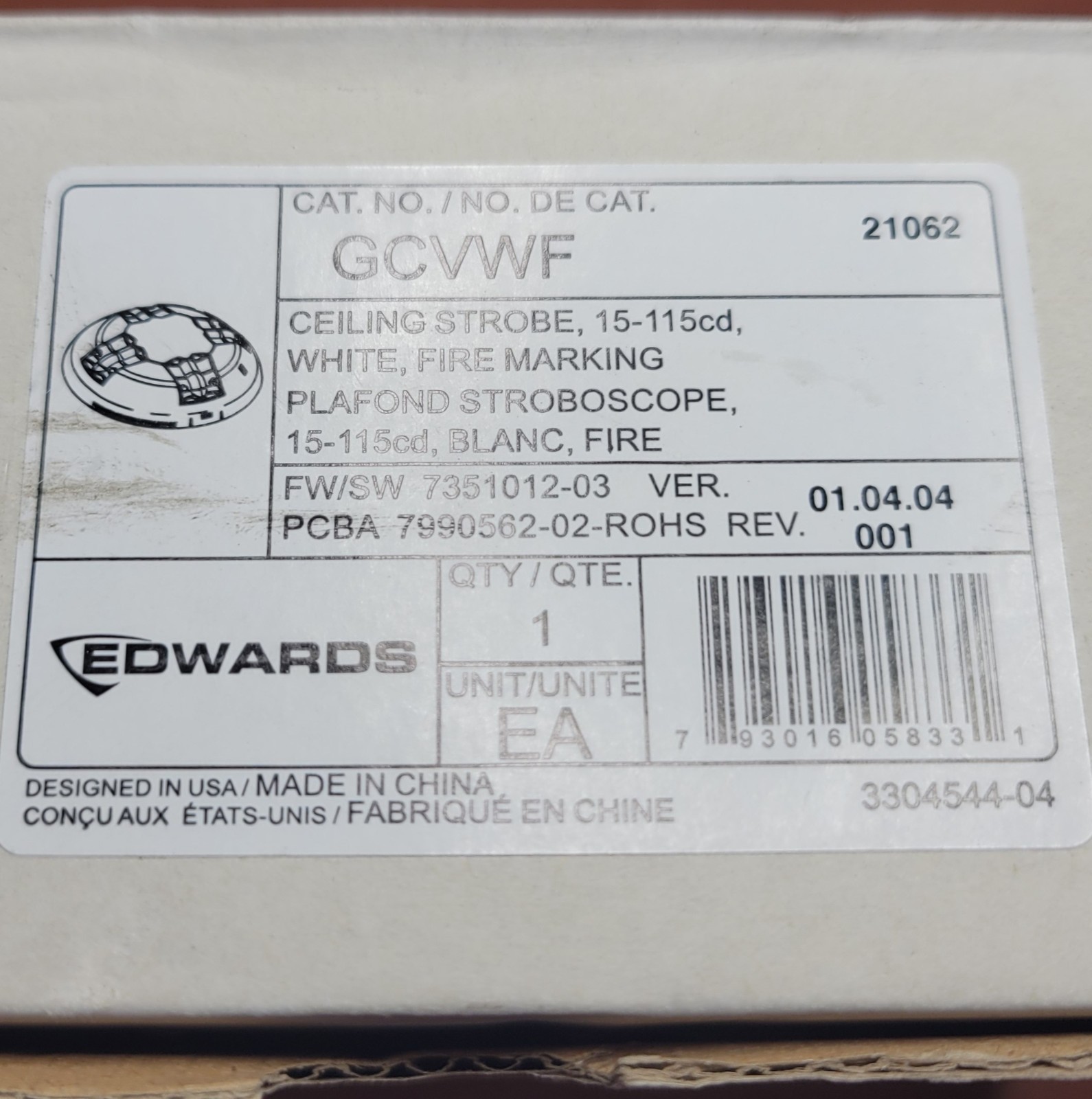 Edwards EST GCVWF Genesis GC Series LED Ceiling Strobe (Brand New)