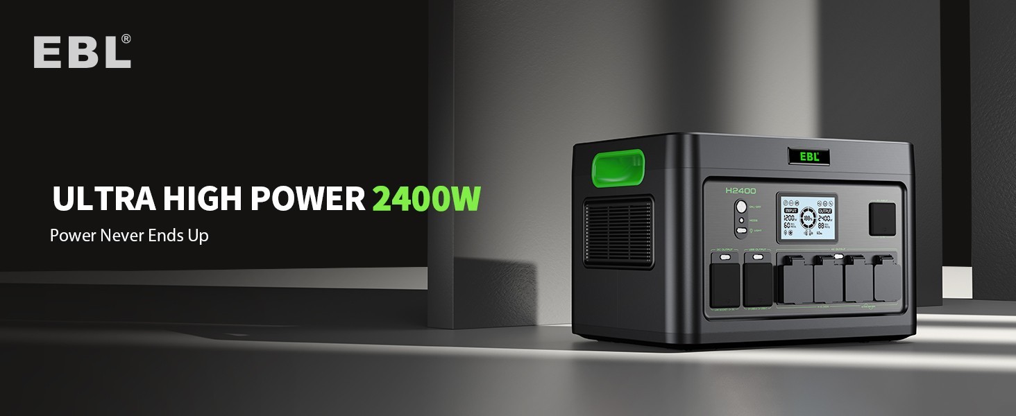 2400W 1843.2Wh Power Station Portable Solar Generator RV LiFePO4 Backup Battery