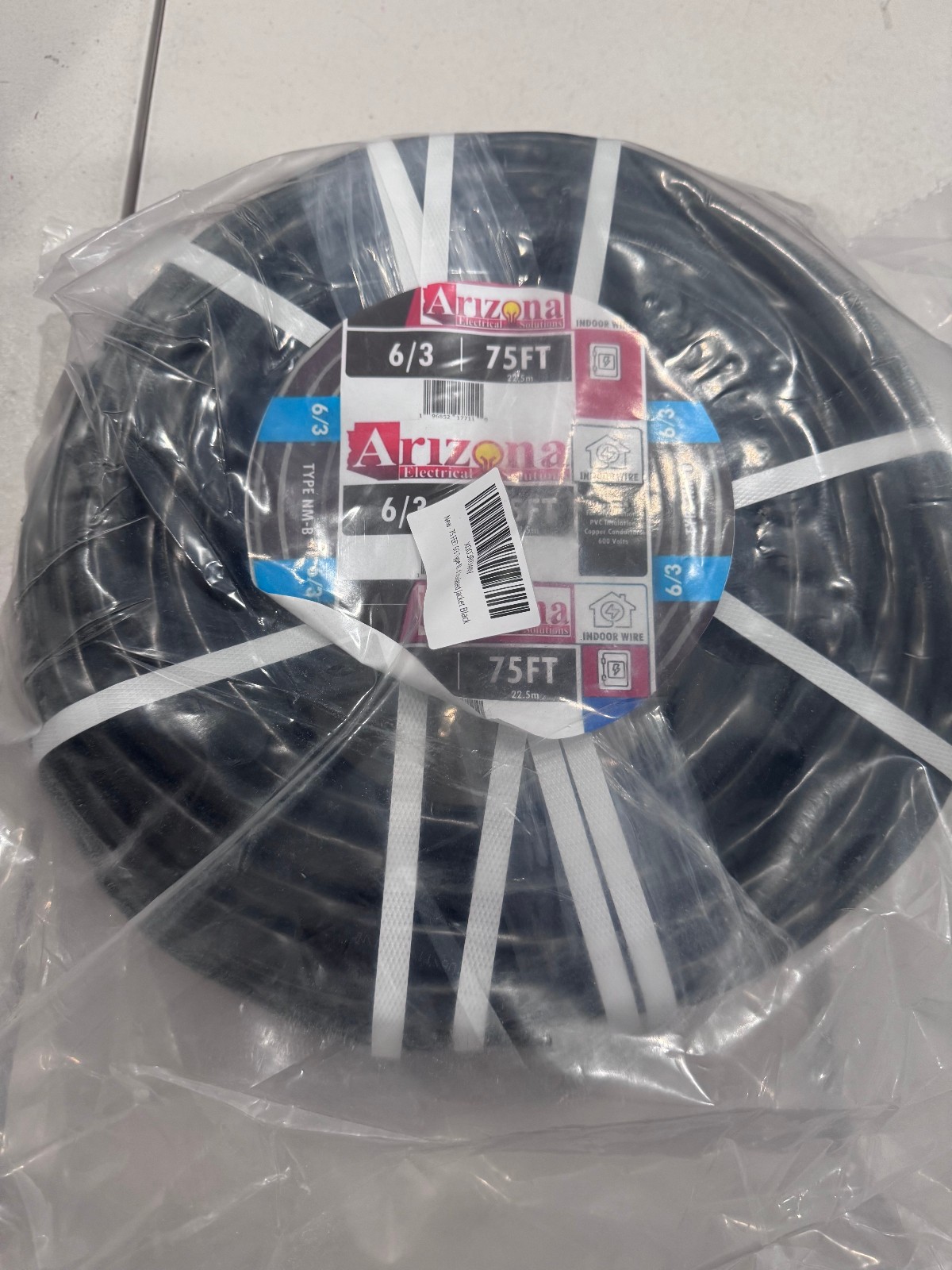 75 FEET 6/3 Type NM-B Copper. #6 AWG, 3 Conductor with Ground. Insulated Jacket