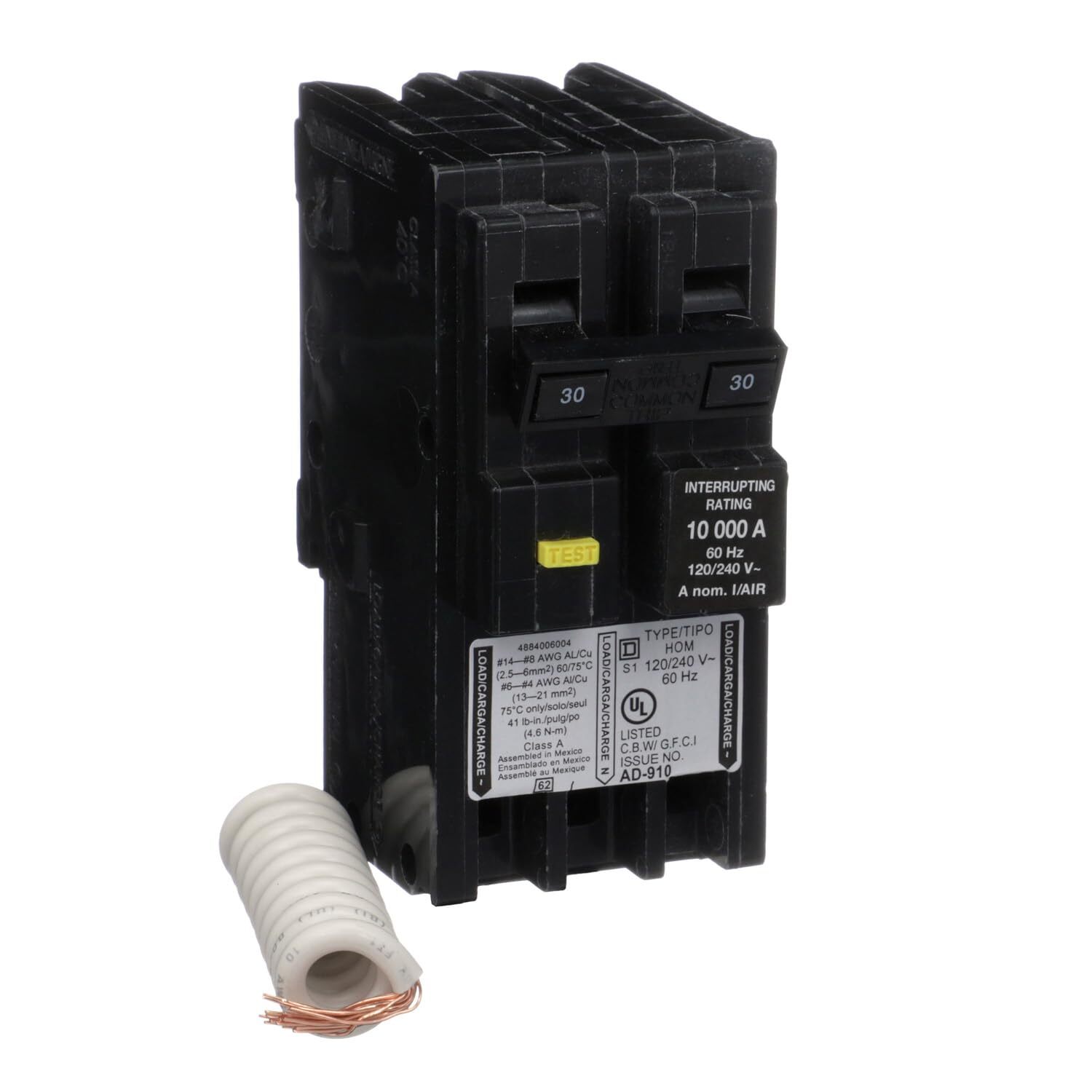 30 Amp Homeline Gfci Circuit Breaker Plug-on Design For Load Centers