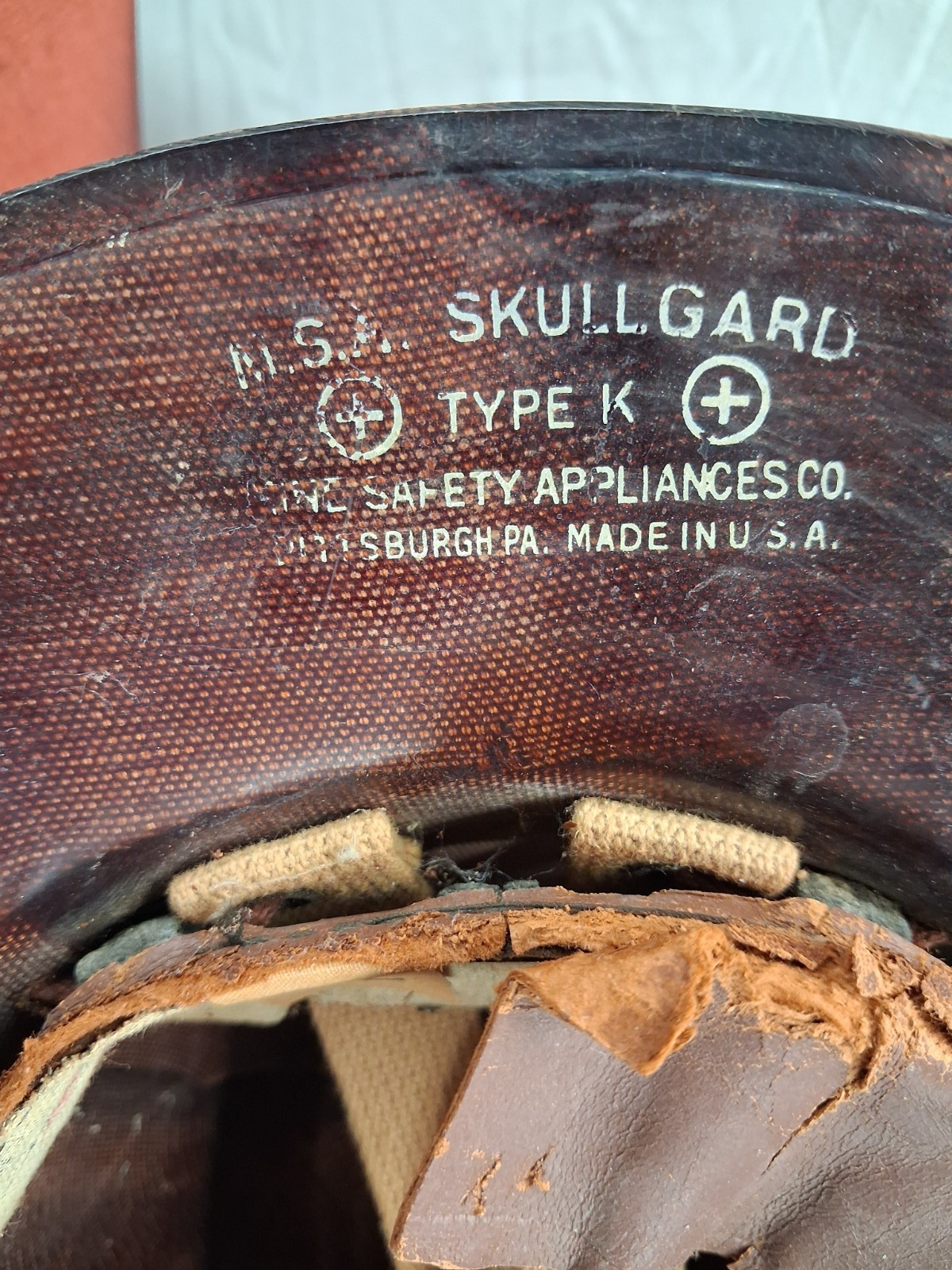 Vintage Skullgard Full Brim Hard Hat Vintage Brown TYPE K with insert
