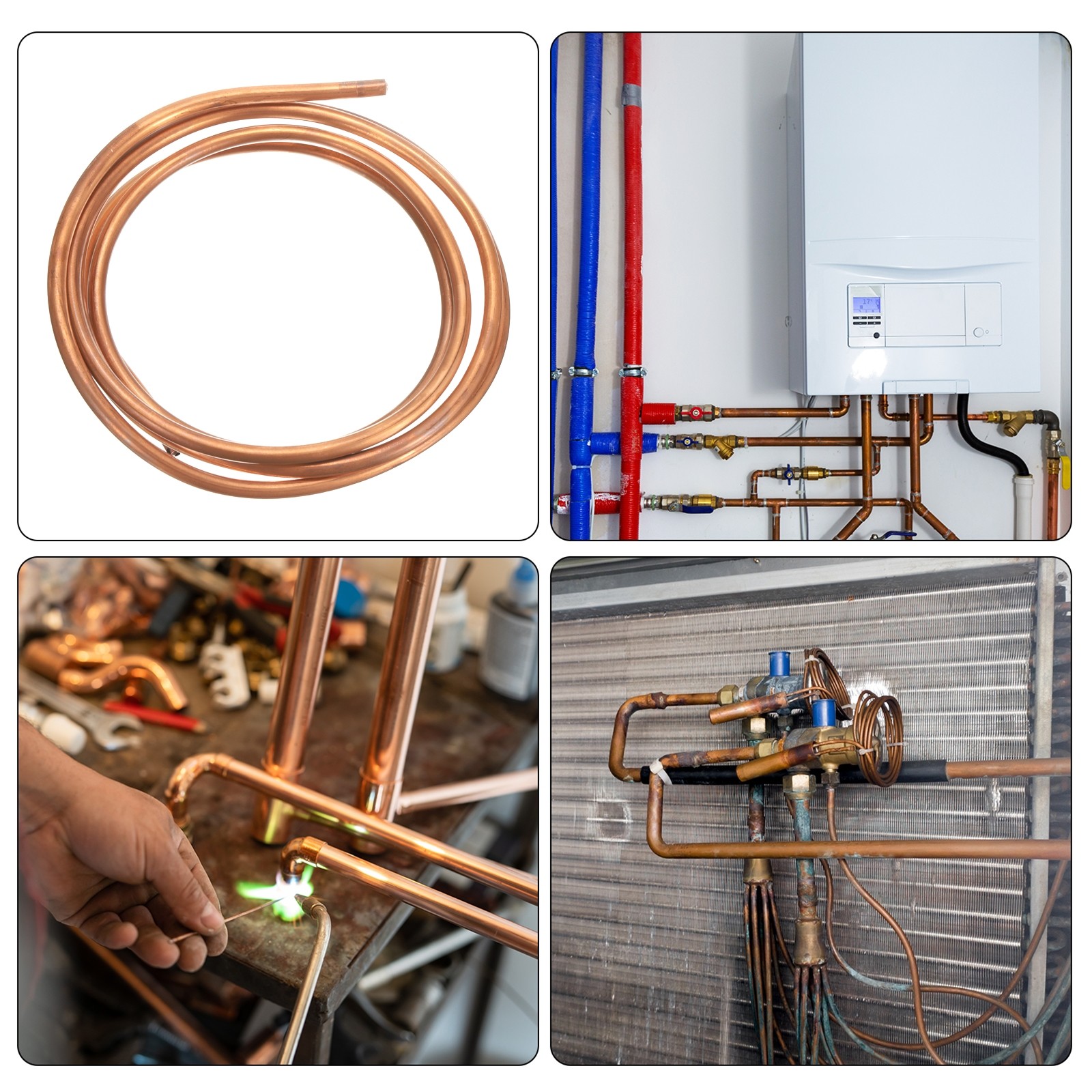 Copper Tube 3/16″ OD x 4.9Ft 3/64″ T Refrigeration Pipe Seamless Hollow Soft