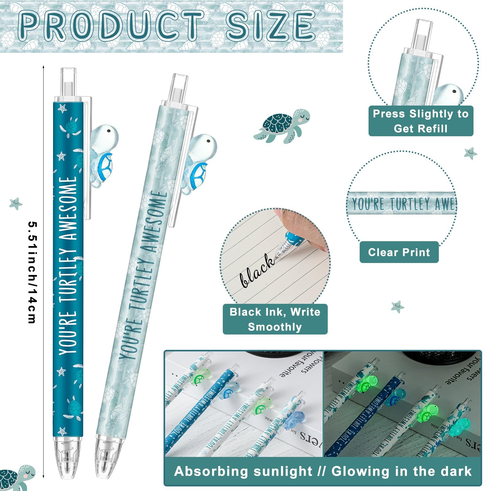 30 Pcs Sea Inspirational Turtle Pens Gifts Cute Ballpoint Pens Bulk Back to S…