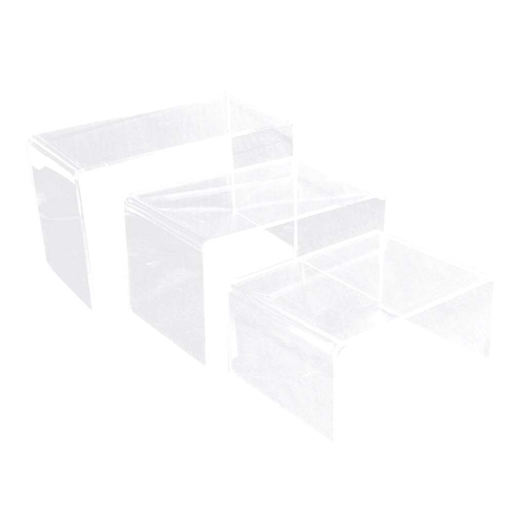 3 Piece Set Small Clear Acrylic Riser Display Shelf Stand Organizer