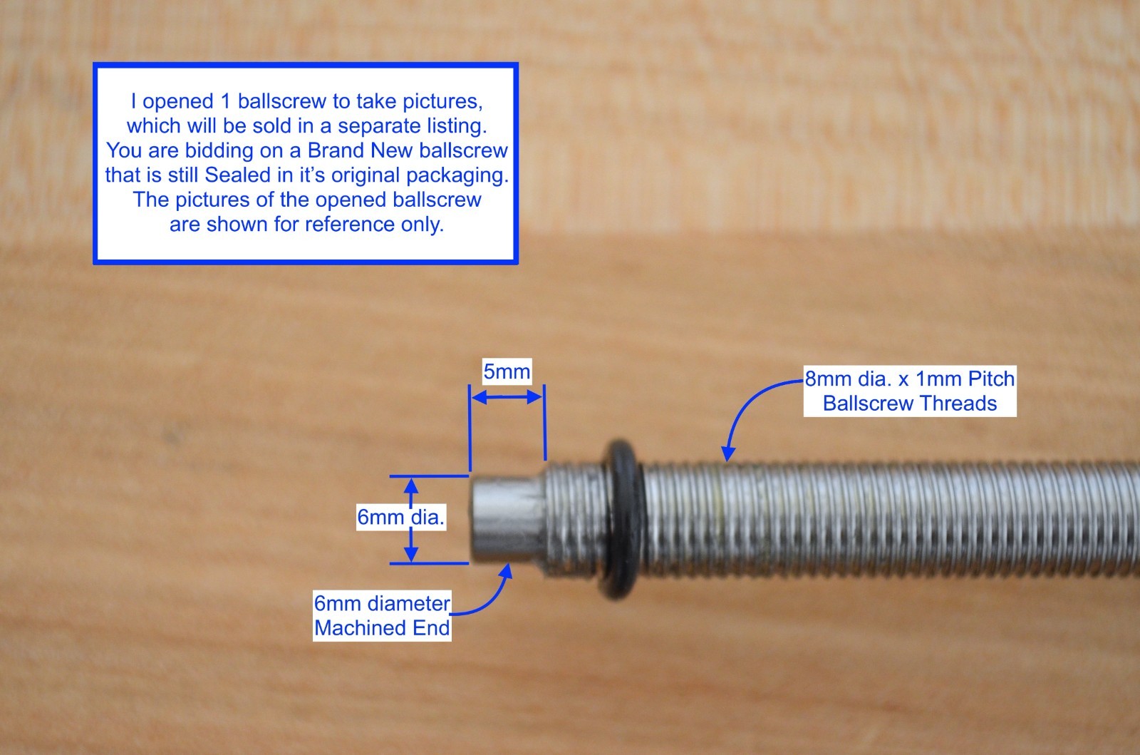 New THK MDK0801-3G2+165LC7 x165mm Ballscrew 8mm dia. x 1mm Pitch + Machined Ends