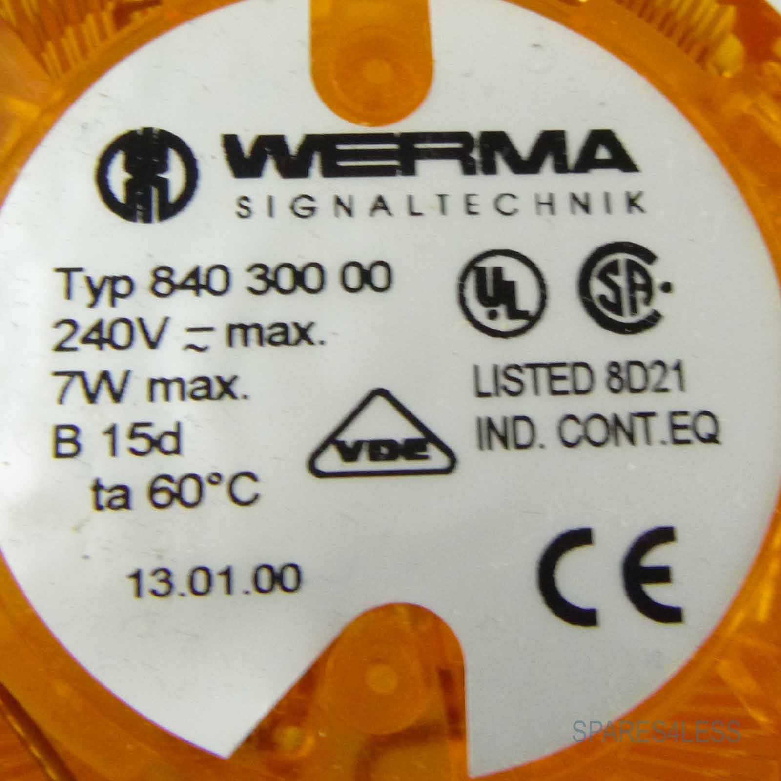 Werma continuous light signal lamp yellow 84030000 GEB