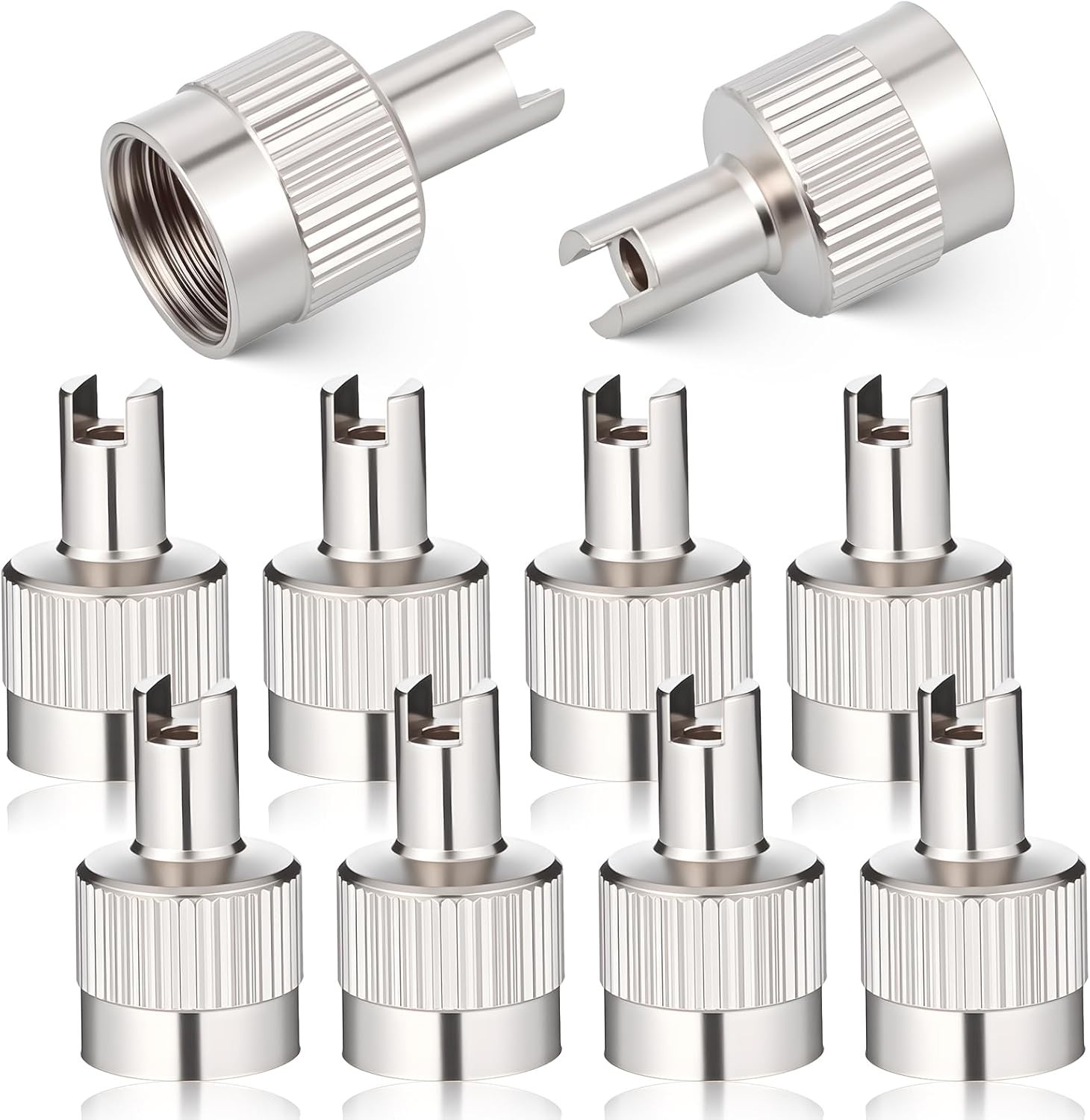 10pcs Metal Tire Valve Stem Caps Slotted Slot Valves Caps with Valve Core Remove