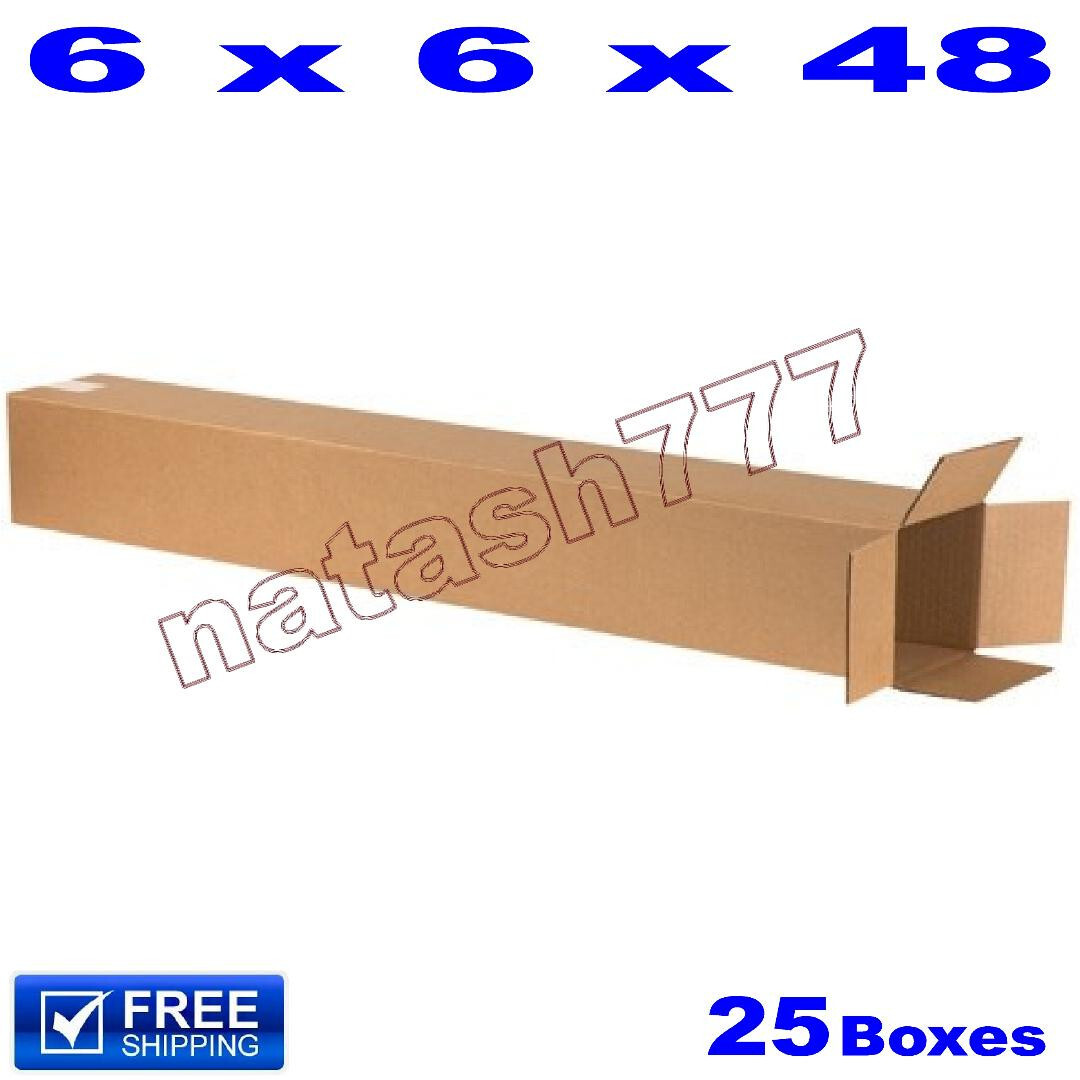 25 – 6x6x48 Cardboard Boxes 32ECT Mailing Packing Shipping Corrugated Carton