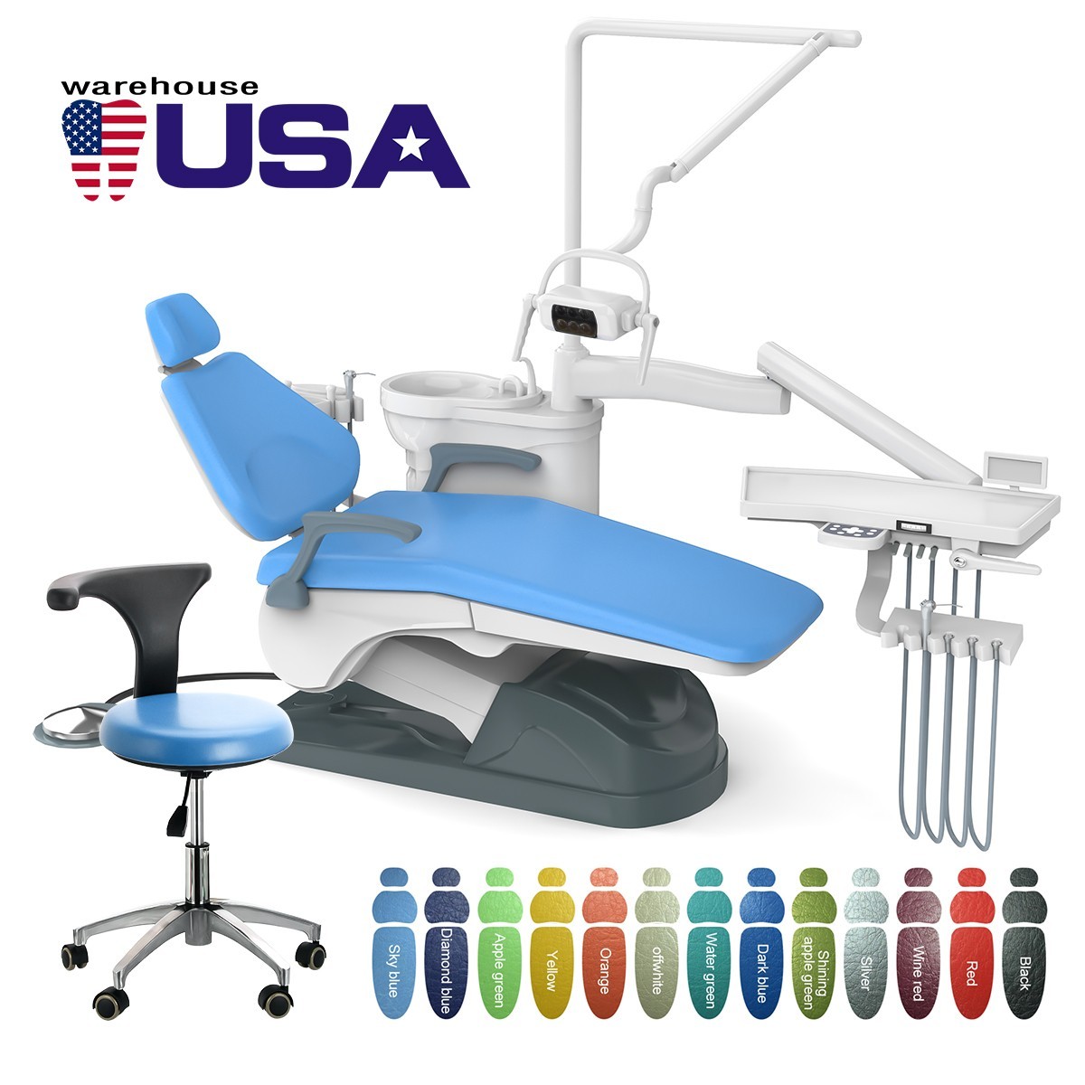 110V Dental Unit Chair Computer Controlled DC Motor PU Leather & Stool CE FDA