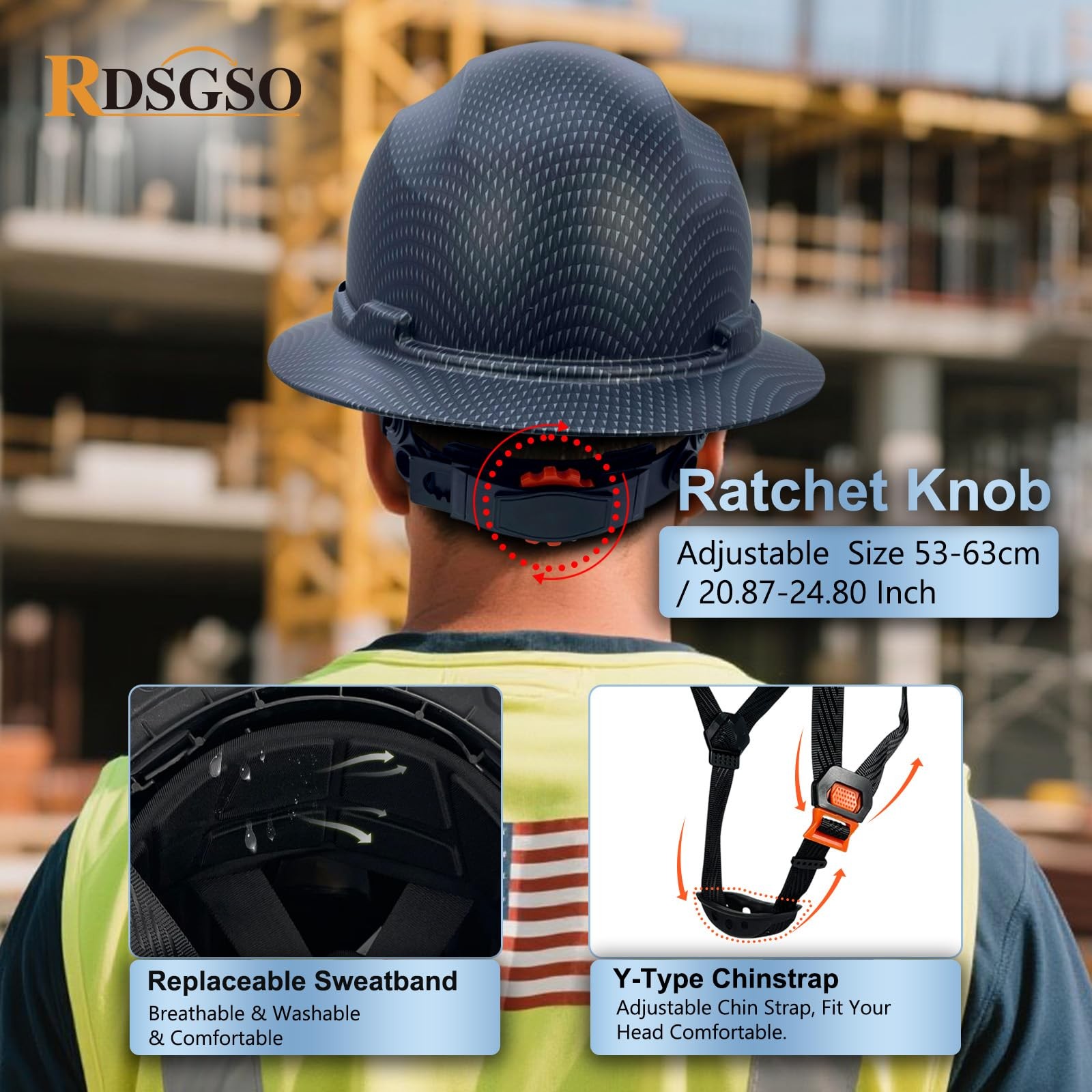 Full Brim Hard Hats ANSI/ISEA Z89.1 Type I Class E Certified 6-Point Suspensi…