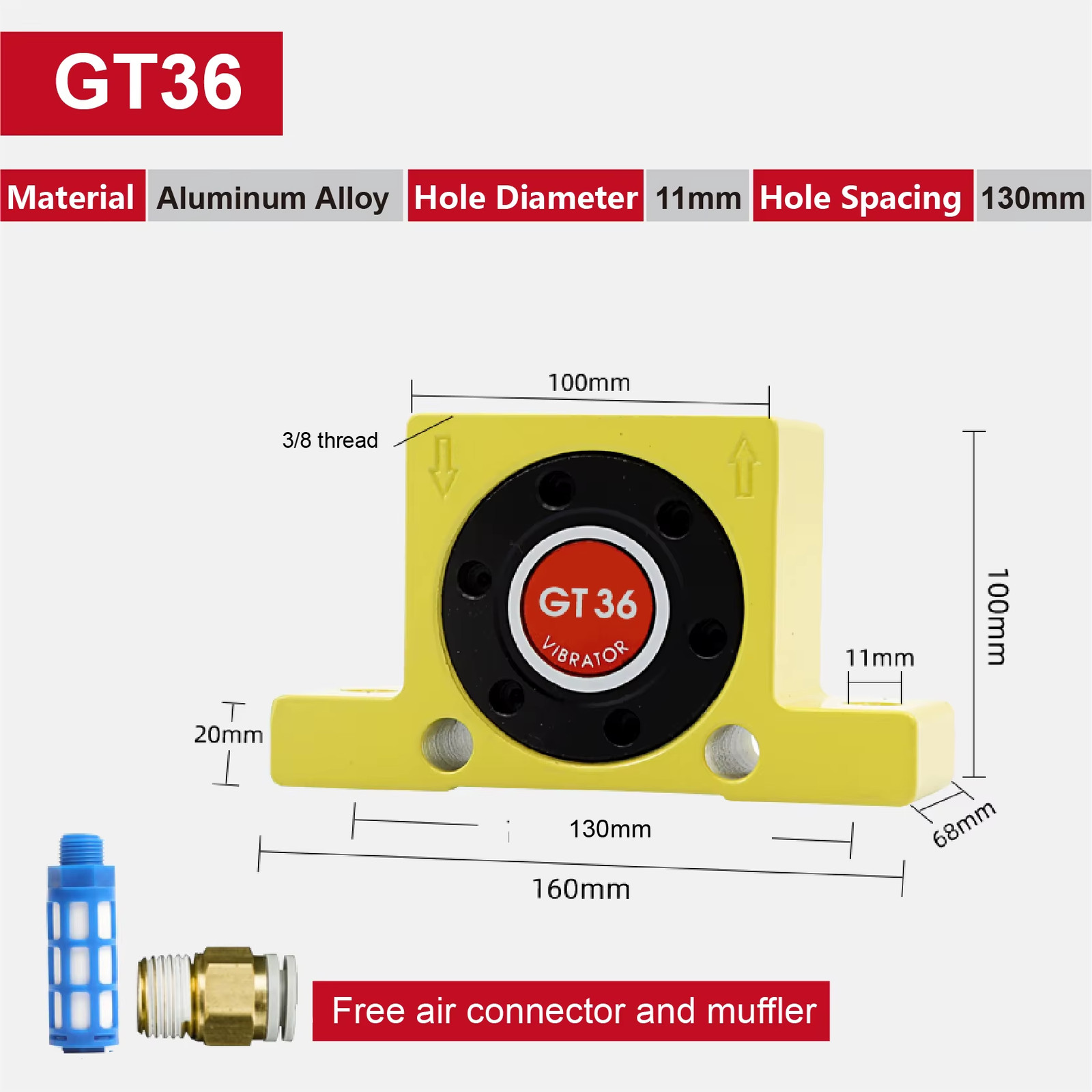 Pneumatic Turbine Vibrator GT4 GT6 GT8 GT10 GT13 GT16 GT20 GT25 GT30 Air Vibrato