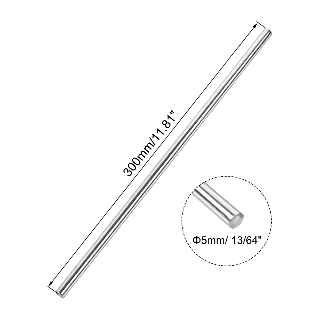 5pcs 5mm x 300mm 304 Stainless Steel Solid Round Rod for RC DIY Craft