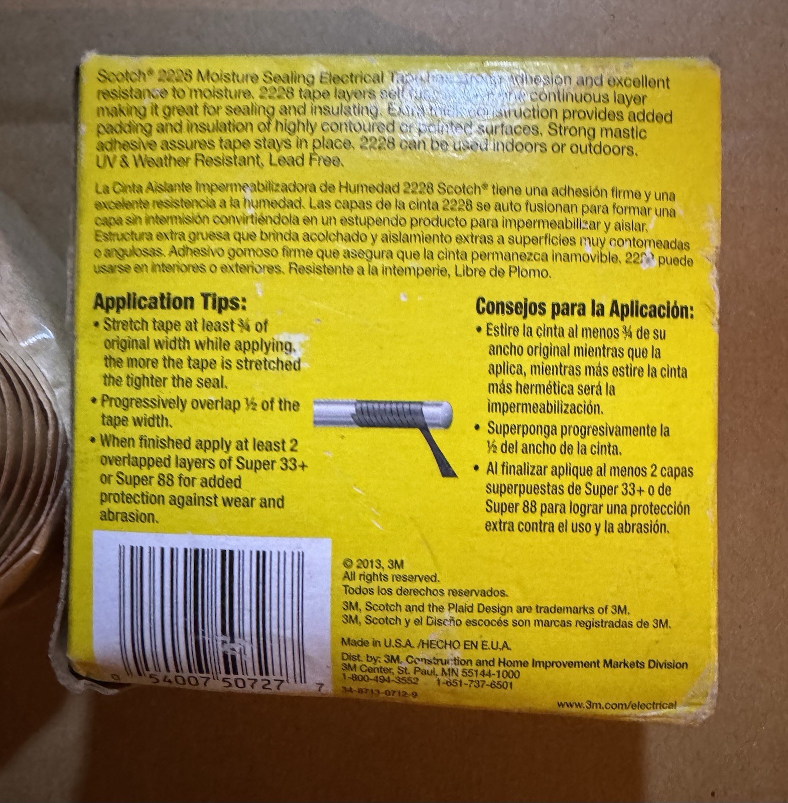 3M 2228 Scotch Moisture Sealing Electrical Tape, 1 in x 10 ft x 0.65 in