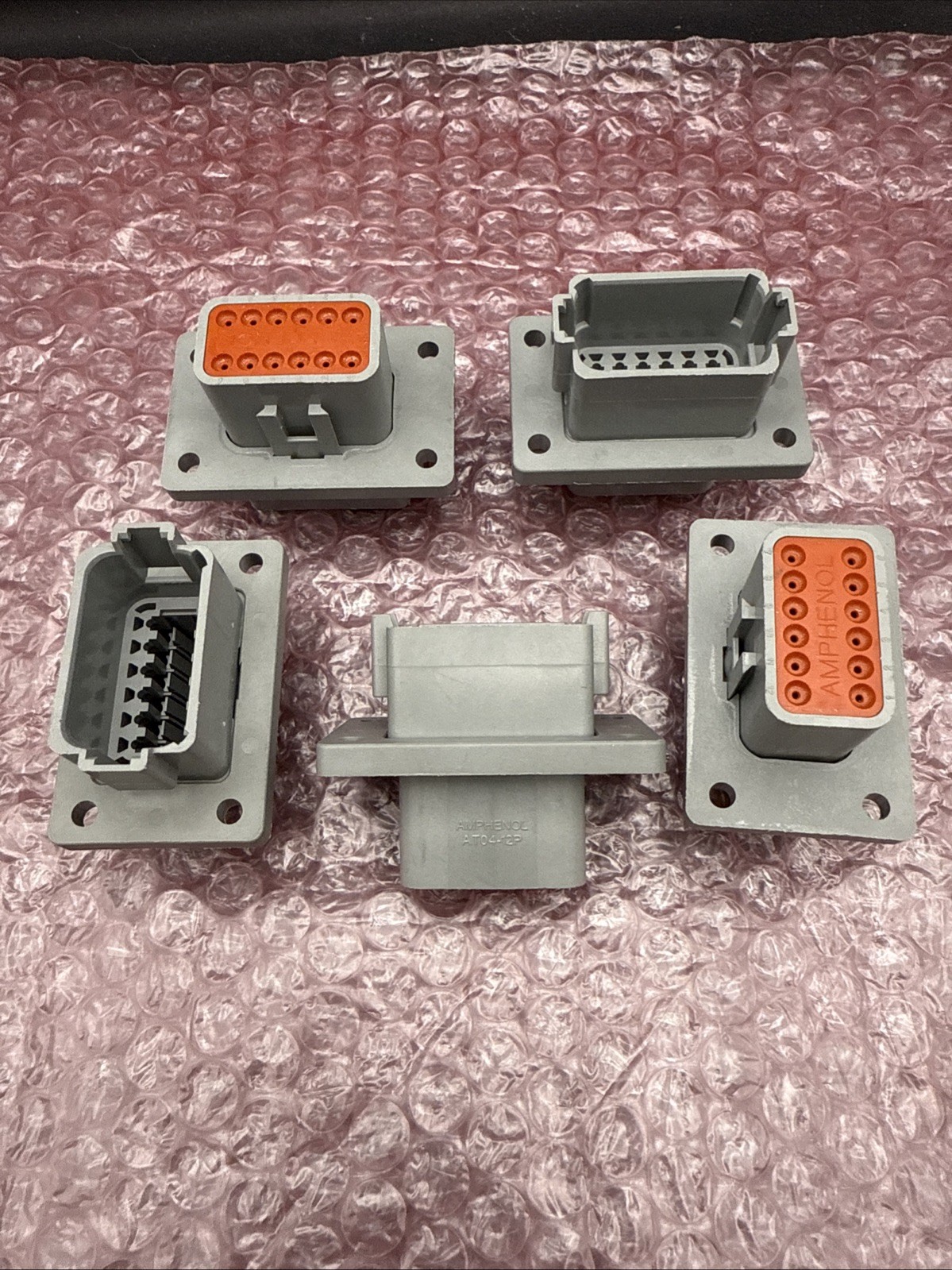 Pack of 5 Amphenol AT04-12PA-L012 DT 12 Way Gray Receptacle Connector w/ Flange