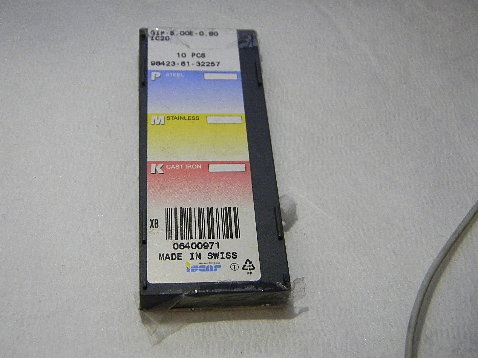 Iscar 500E080GIP Grade IC20 5mm Cutting Width Carbide Grooving Ins Qty 8 6400971