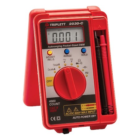 Triplett 2030 Digital Multimeter, 600 V Max Dc, 0.1 Mv Max Ac, Average, 4,